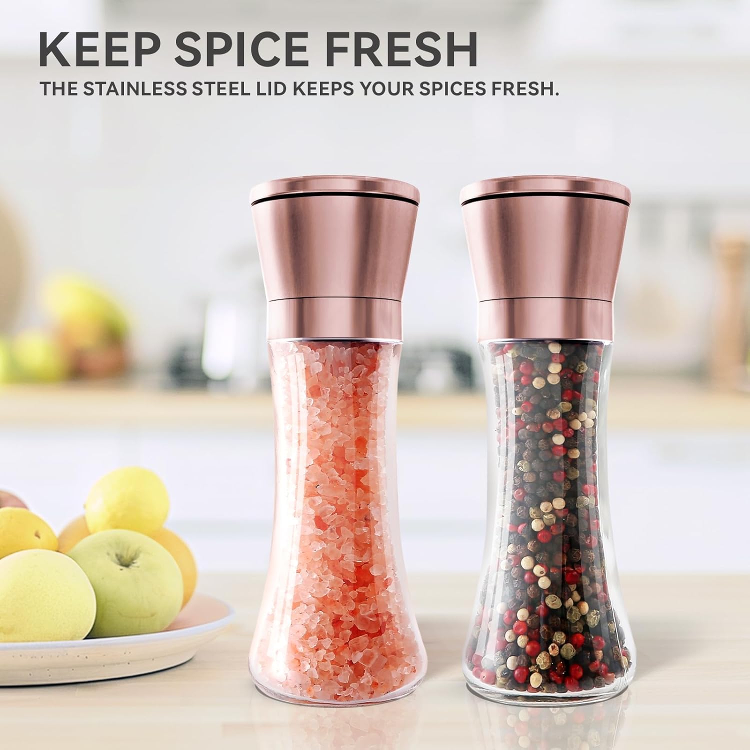 Bonris Salt and Pepper Grinder Set with Adjustable Coarseness