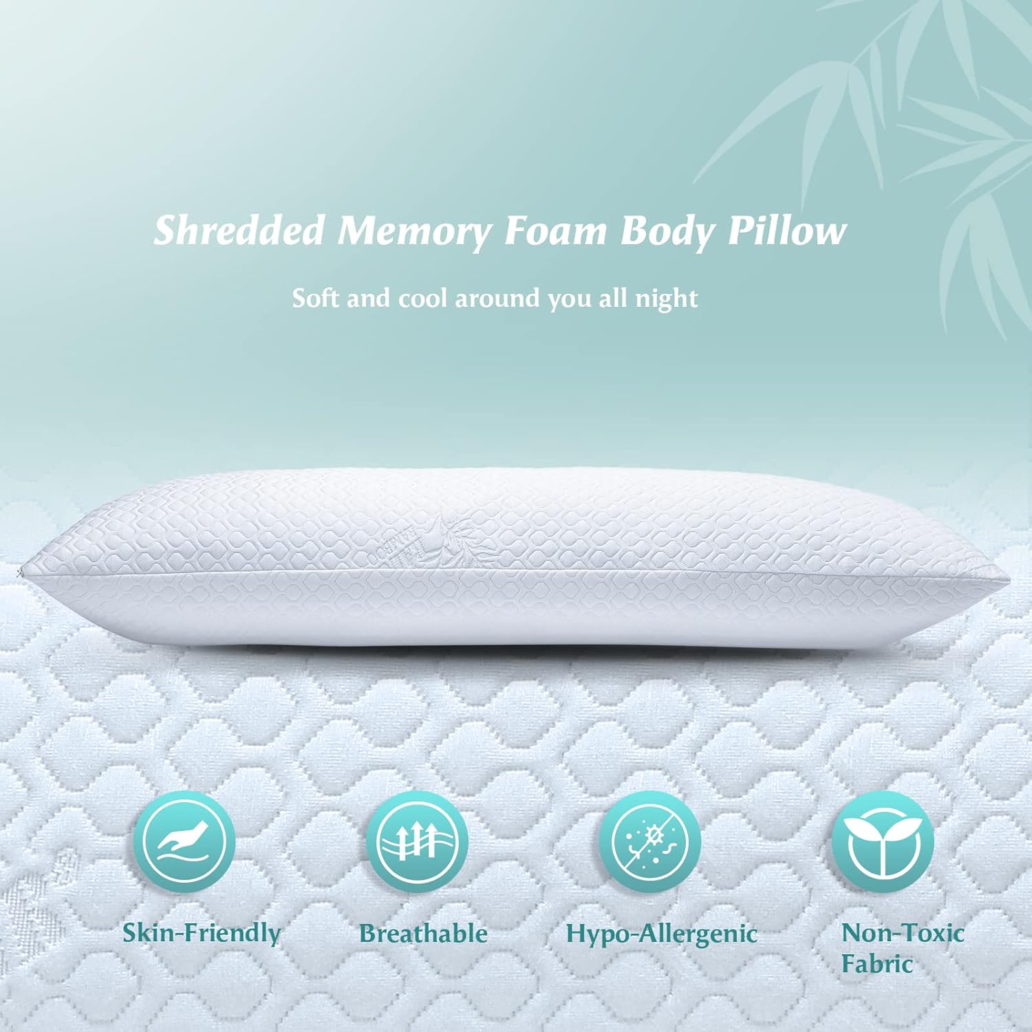 Rainmr Shredded Memory Foam Body Pillow for Side Sleepers