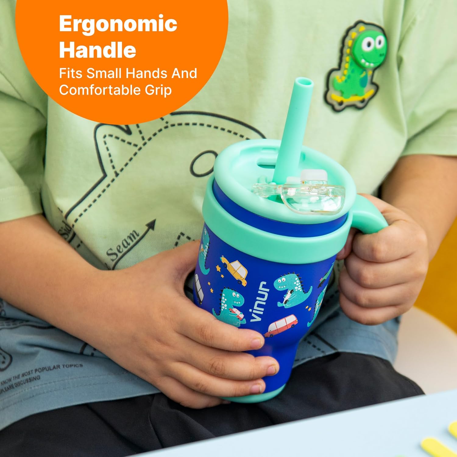 VINUR Kids Tumbler with Handle and Straw Lid 17oz