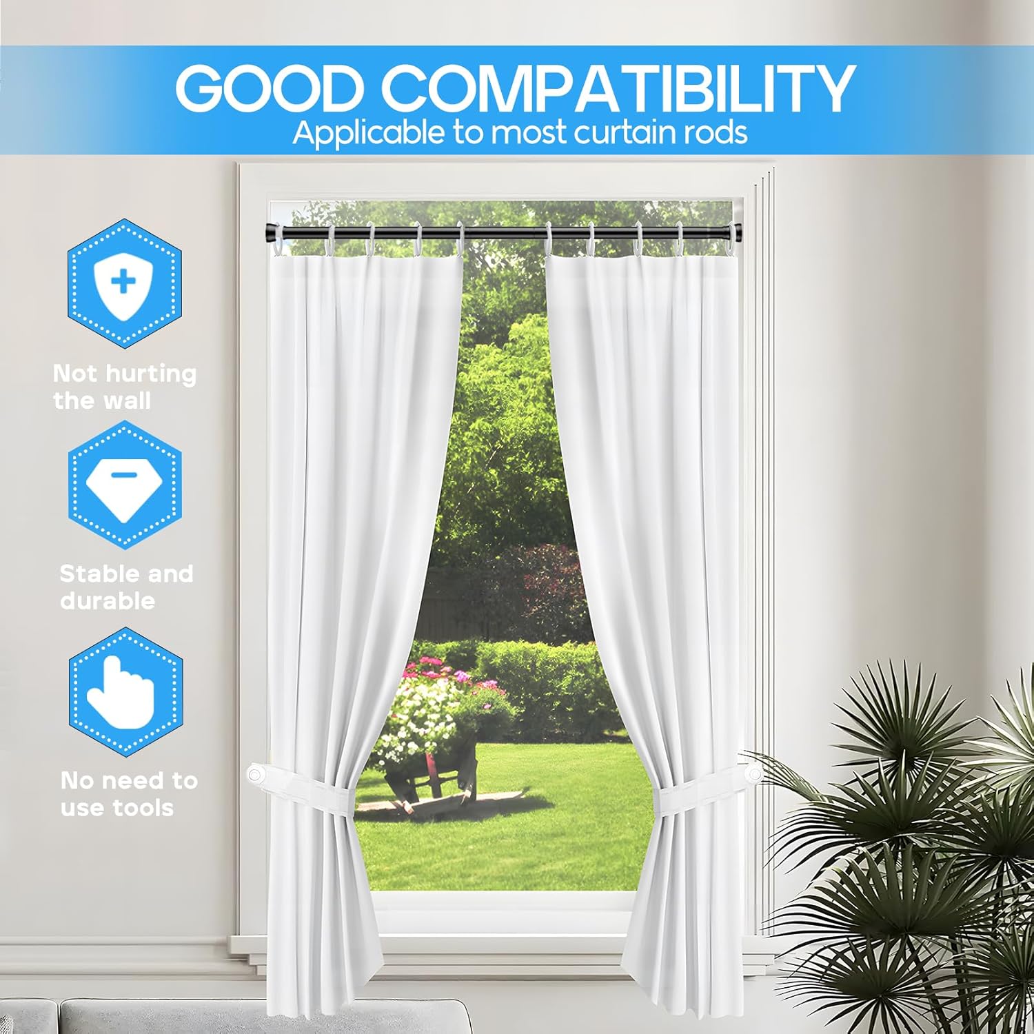 ZipGlo Black Tension Curtain Rod 28-48 Inch Adjustable No Drilling