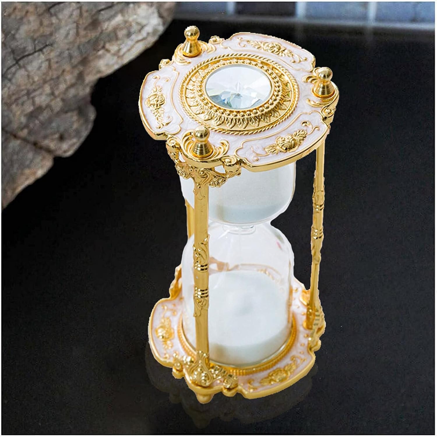 Antique Floral Decorative 15-Minute Hourglass Timer - Gold