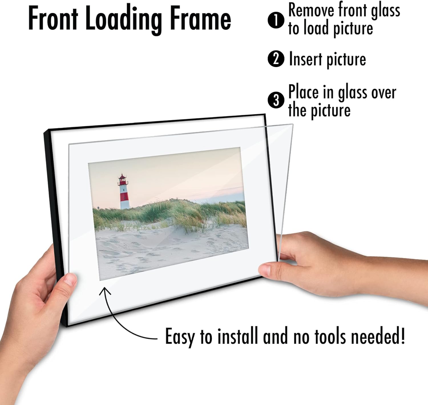 Americanflat 8x10 Picture Frame Set of 6 with Shatter-Resistant Glass - Black