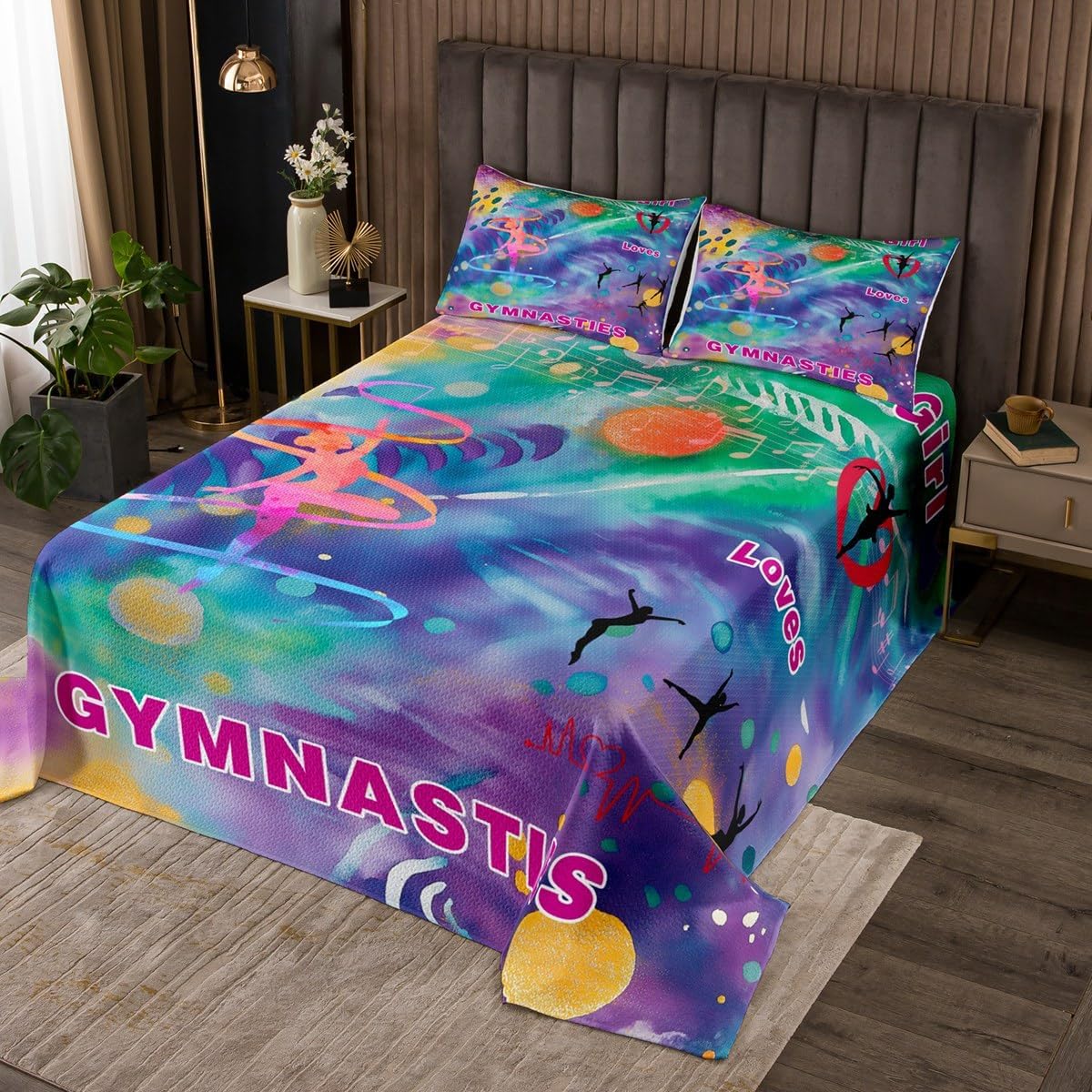 Feelyou Love Gymnastics Coverlet Set for Kids