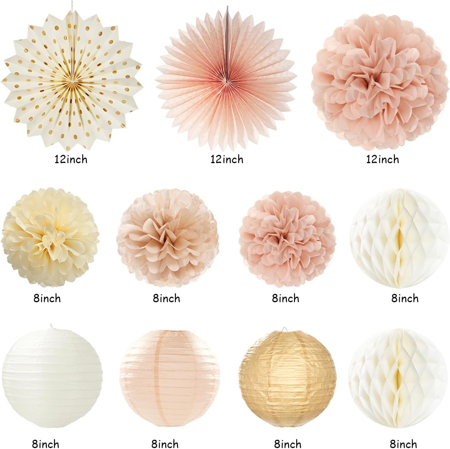 Champagne Gold Beige Fall Boho Birthday Decor Kit 21pcs