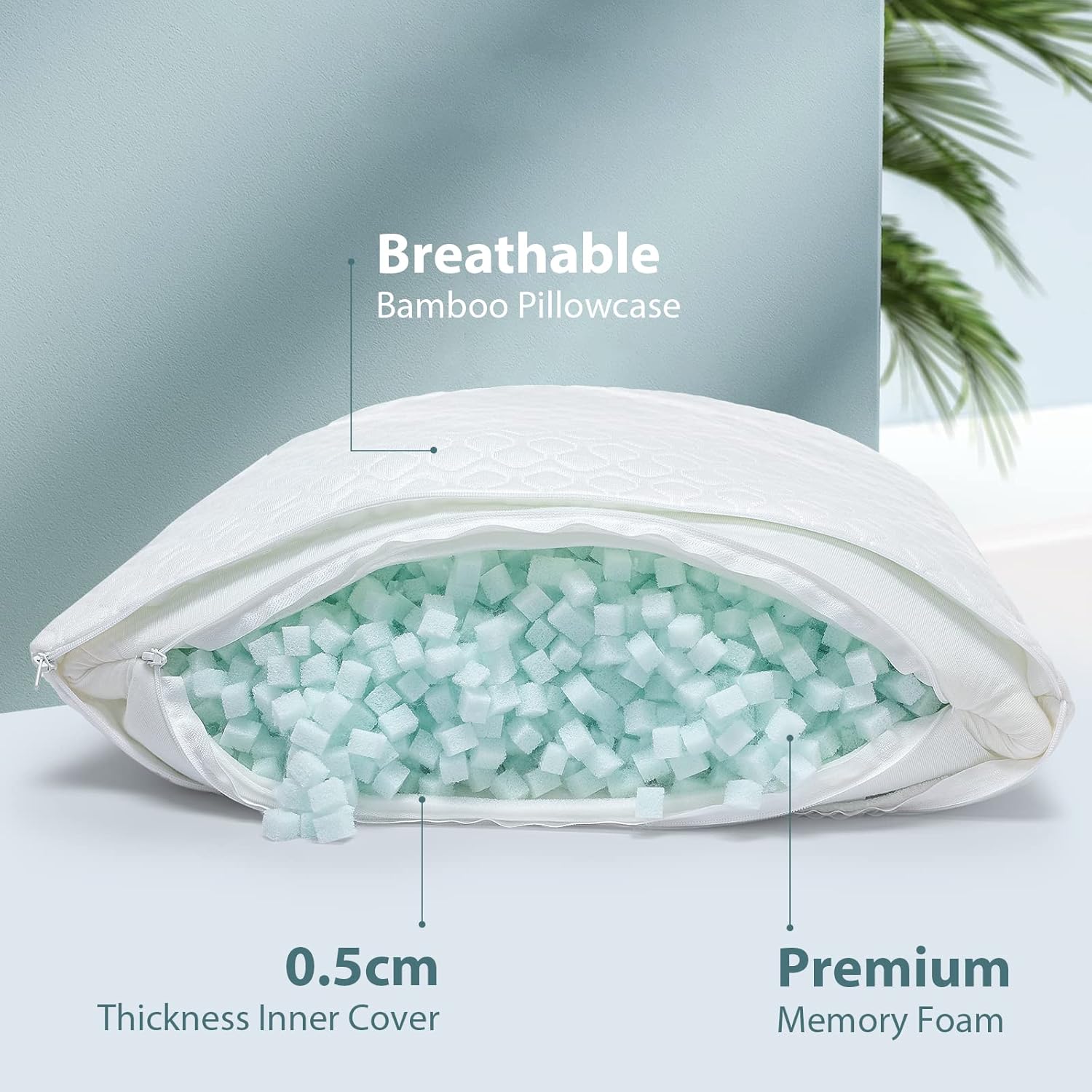 Rainmr Shredded Memory Foam Body Pillow for Side Sleepers