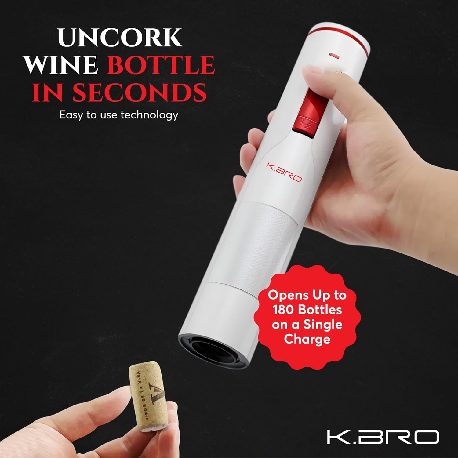 Rechargeable Electric Wine Opener With Foil Cutter