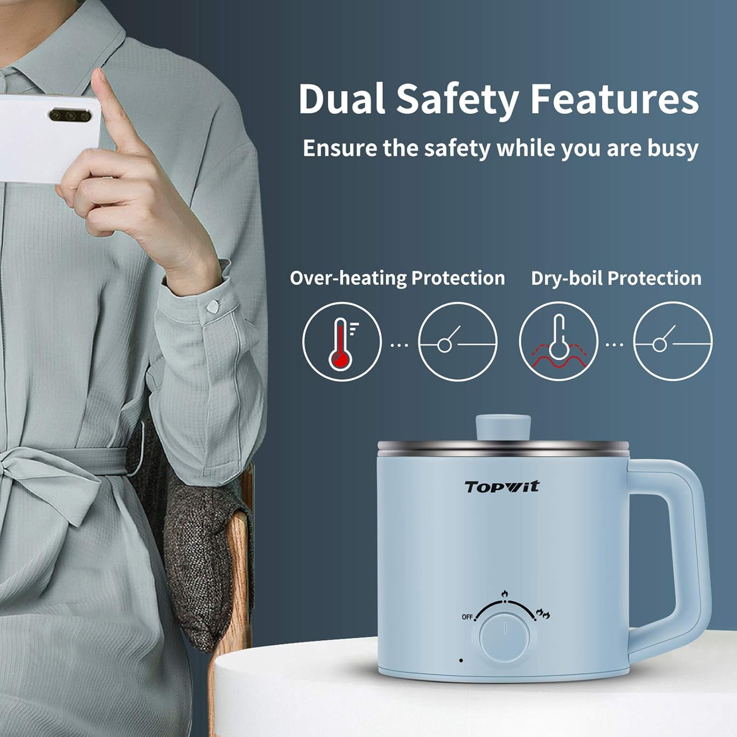 Topwit Multi-Use Electric Hot Pot with Steamer
