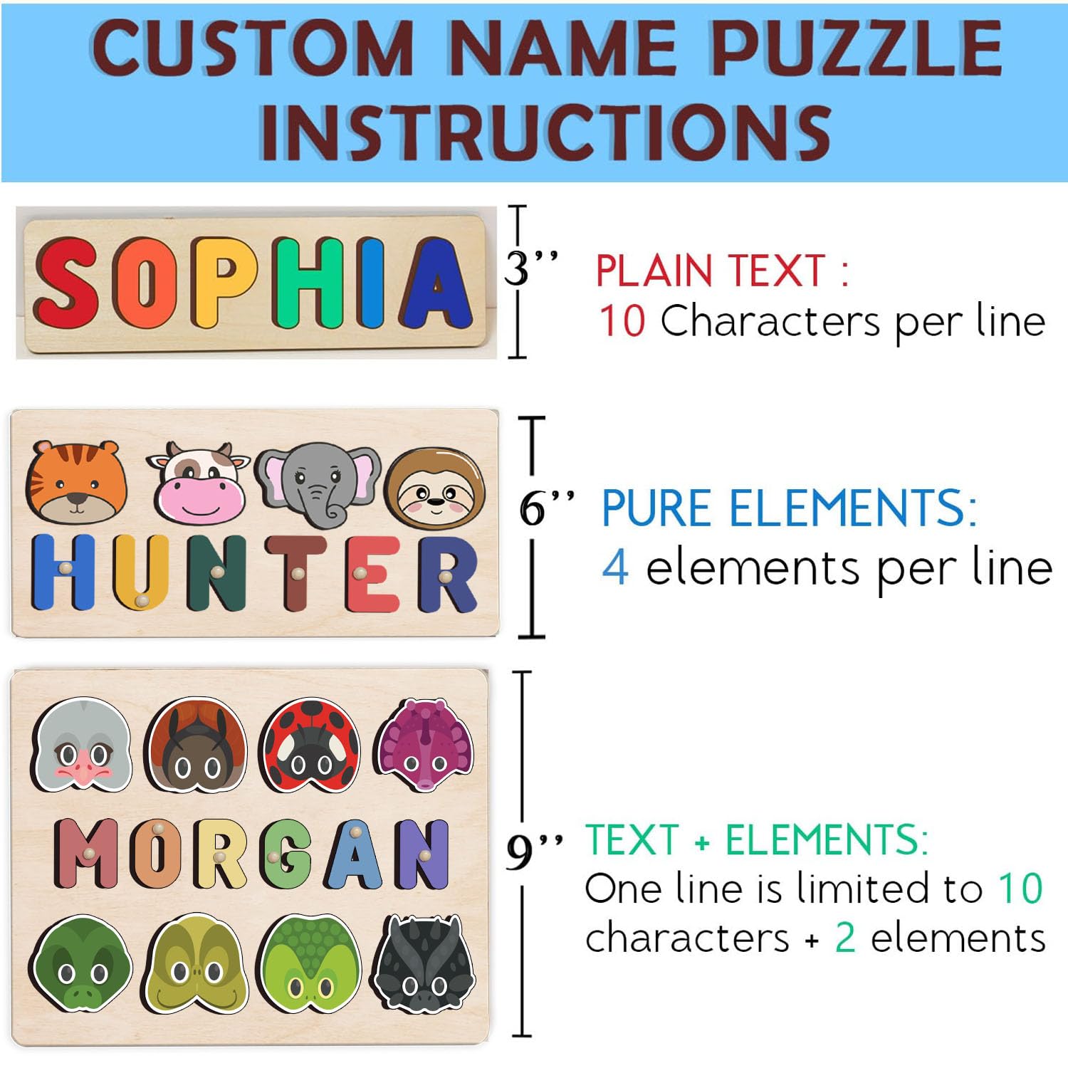 Personalized Wooden Name Puzzle for Toddlers 1-3