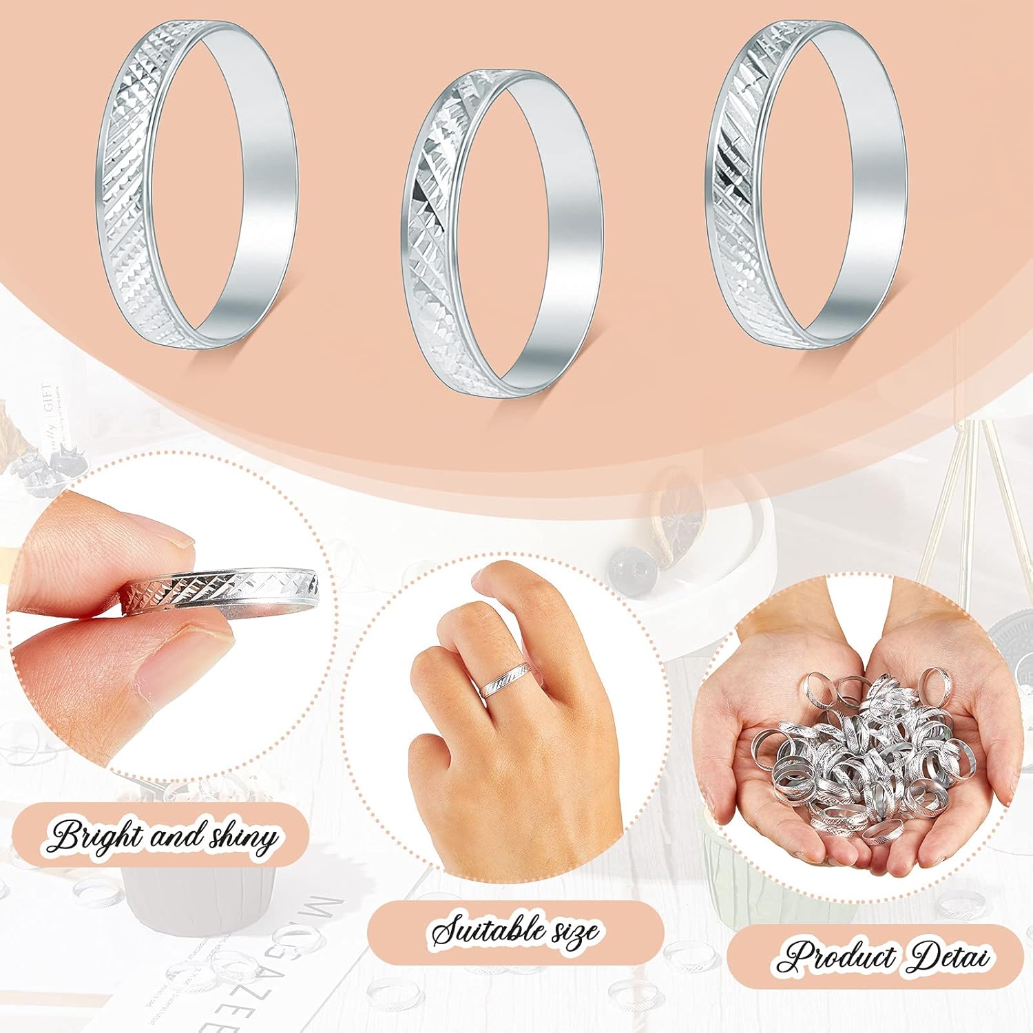 Hicarer 200 Piece Silver Fidget Ring Set for Bridal Shower