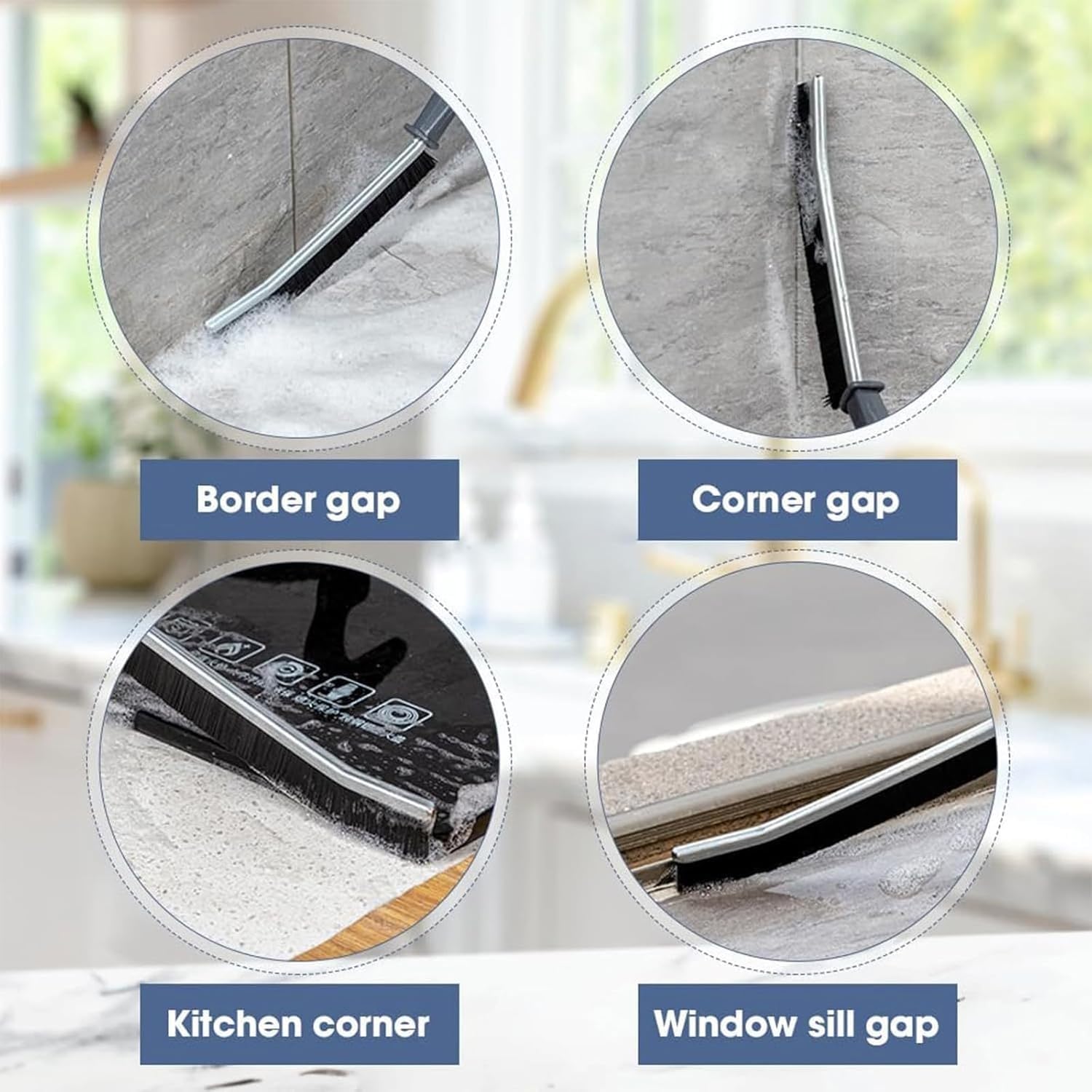Crevice Cleaning Brush 3 Pack for Kitchen Bathroom Tiles Window Tracks