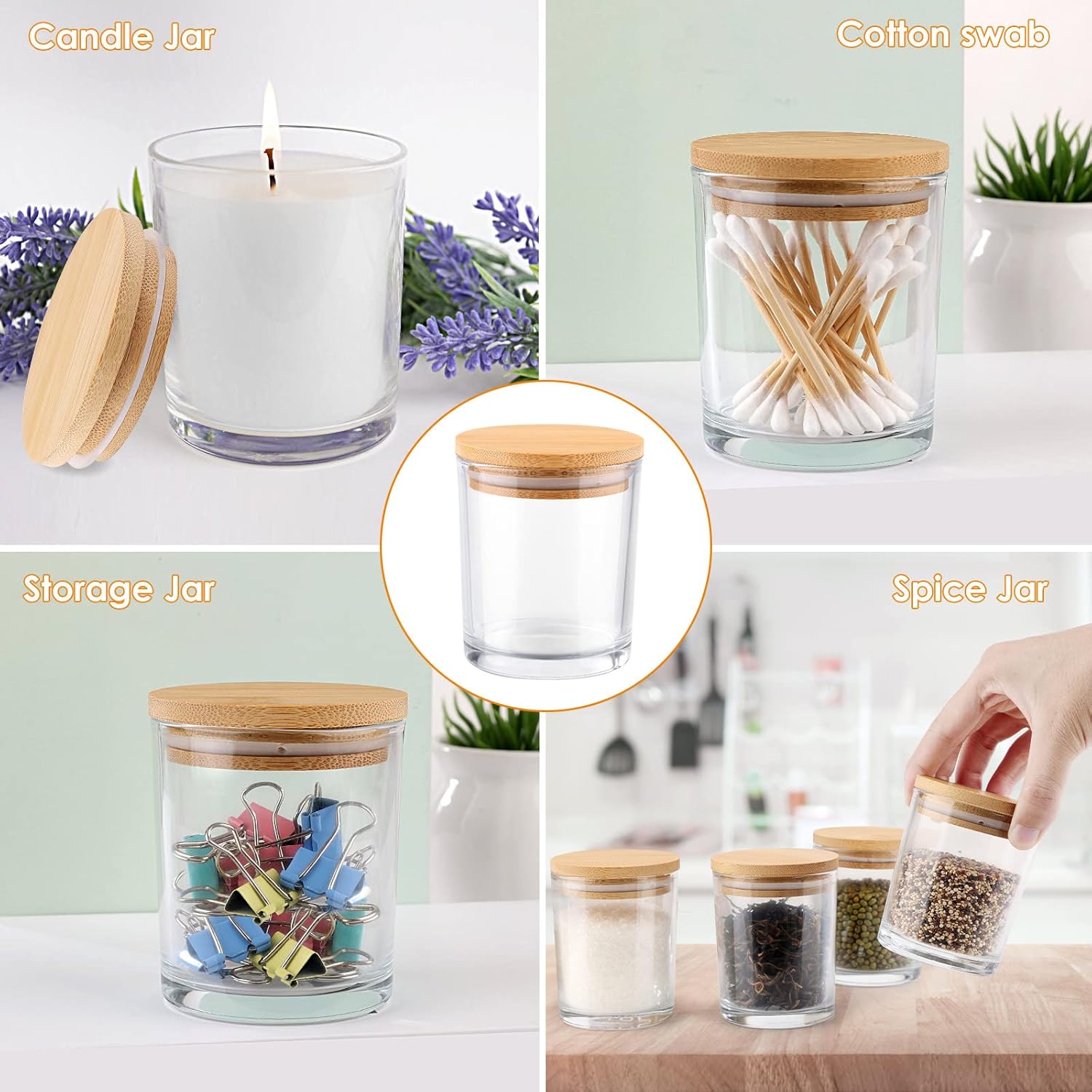 GOTIDEAL 12 Pack 9 OZ Frosted Blue Candle Jars with Bamboo Lids