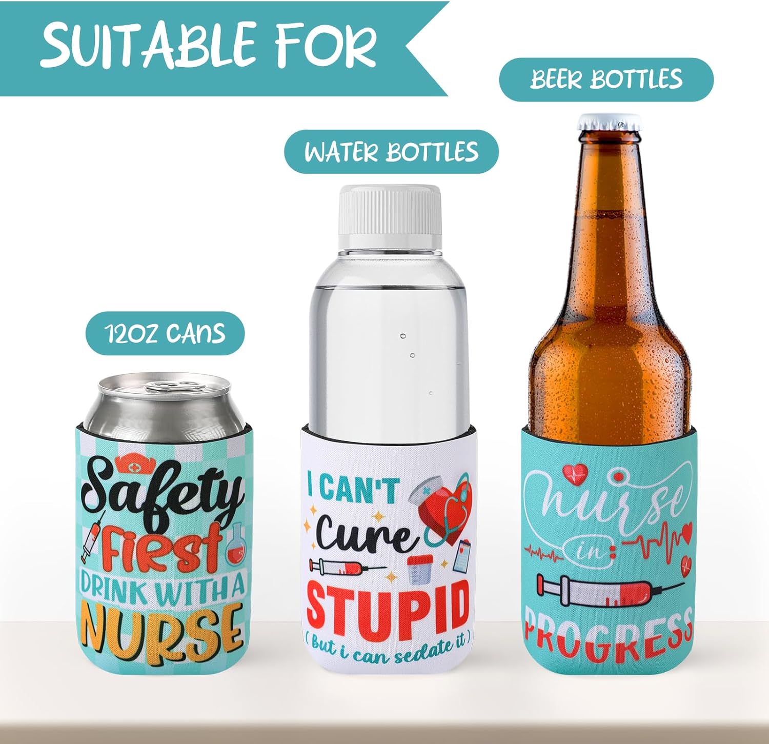 Nurses Week Coolers Bulk 12 Packs 2025 Funny Nursing Day Can Sleeves