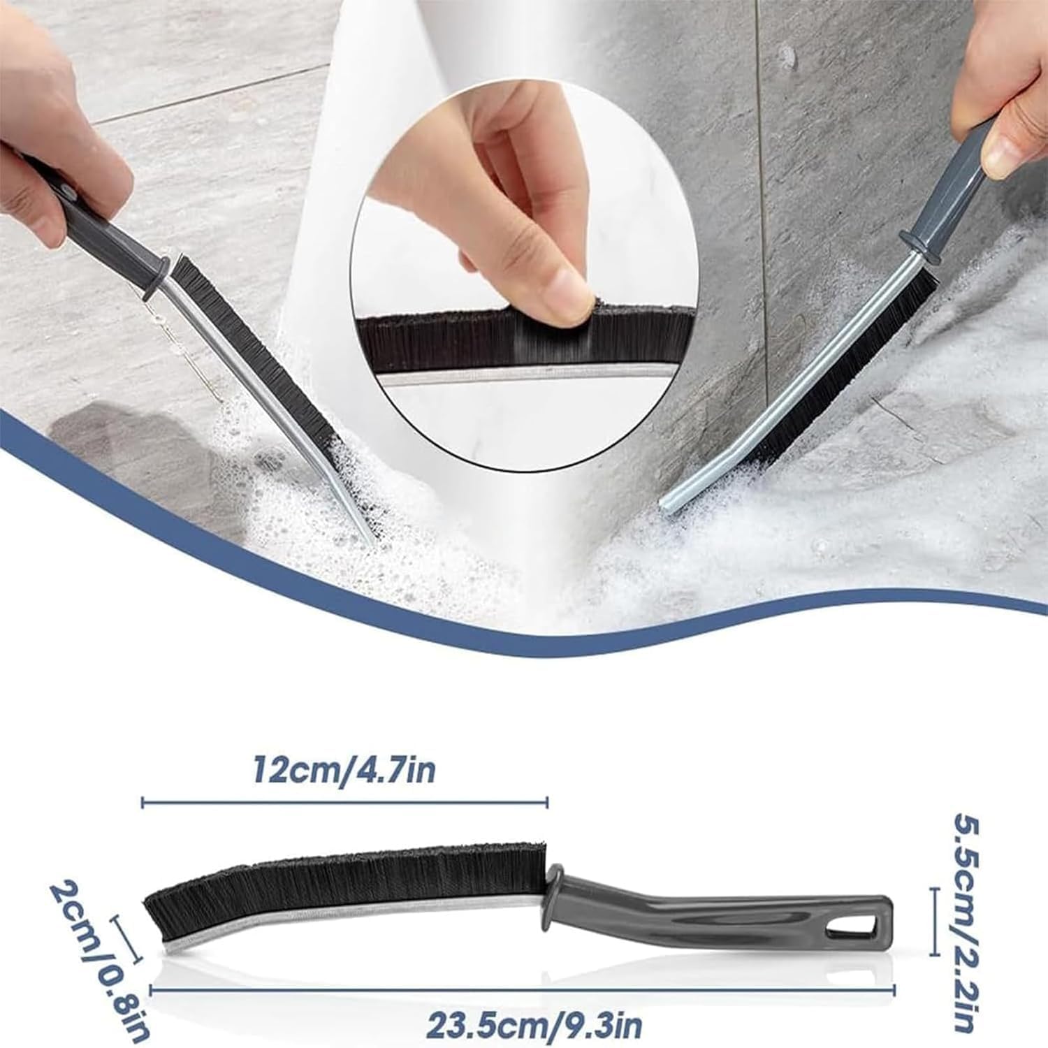 Crevice Cleaning Brush 3 Pack for Kitchen Bathroom Tiles Window Tracks