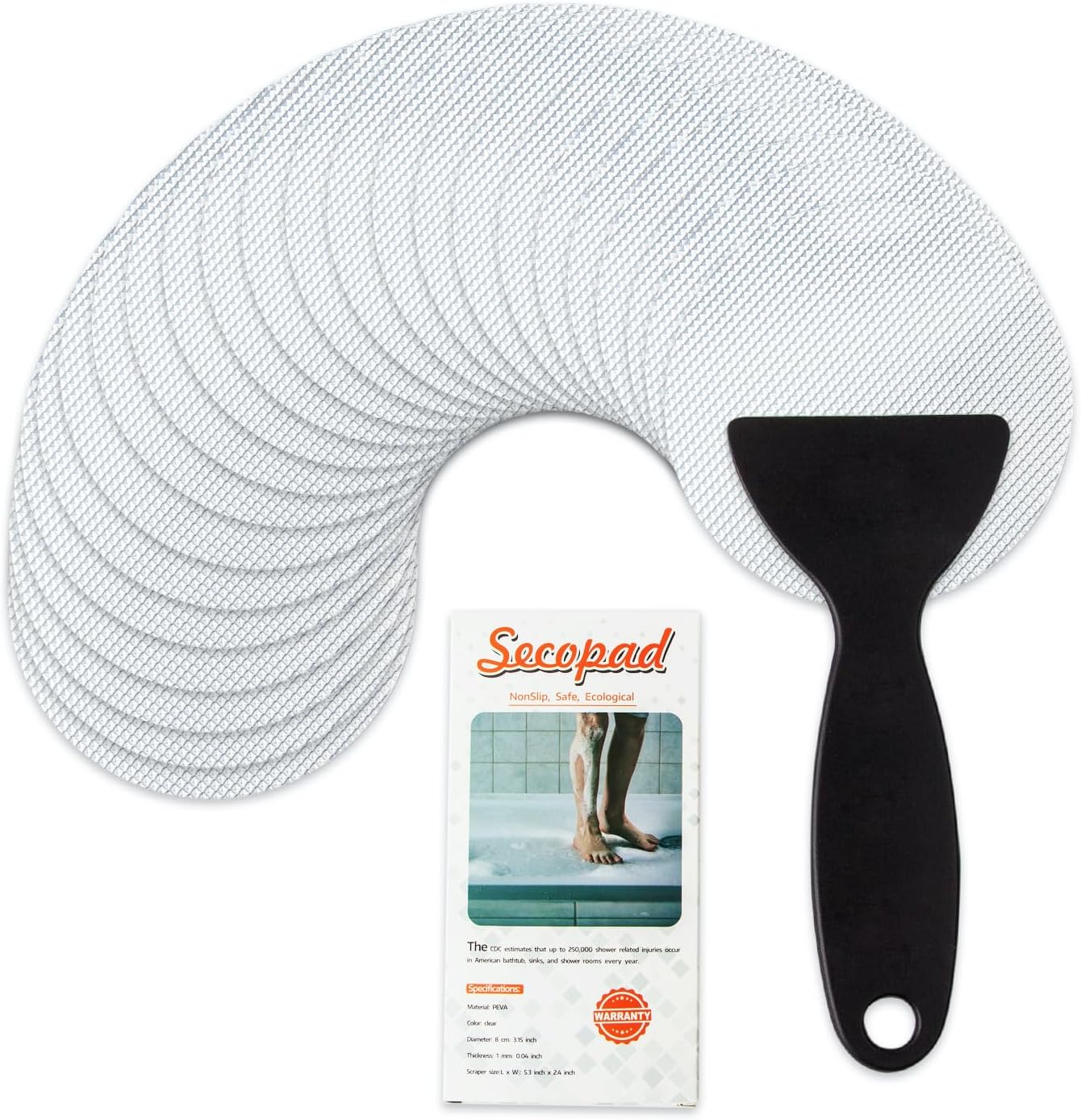 24 Piece Non-Slip Bathtub Stickers Set with Scraper