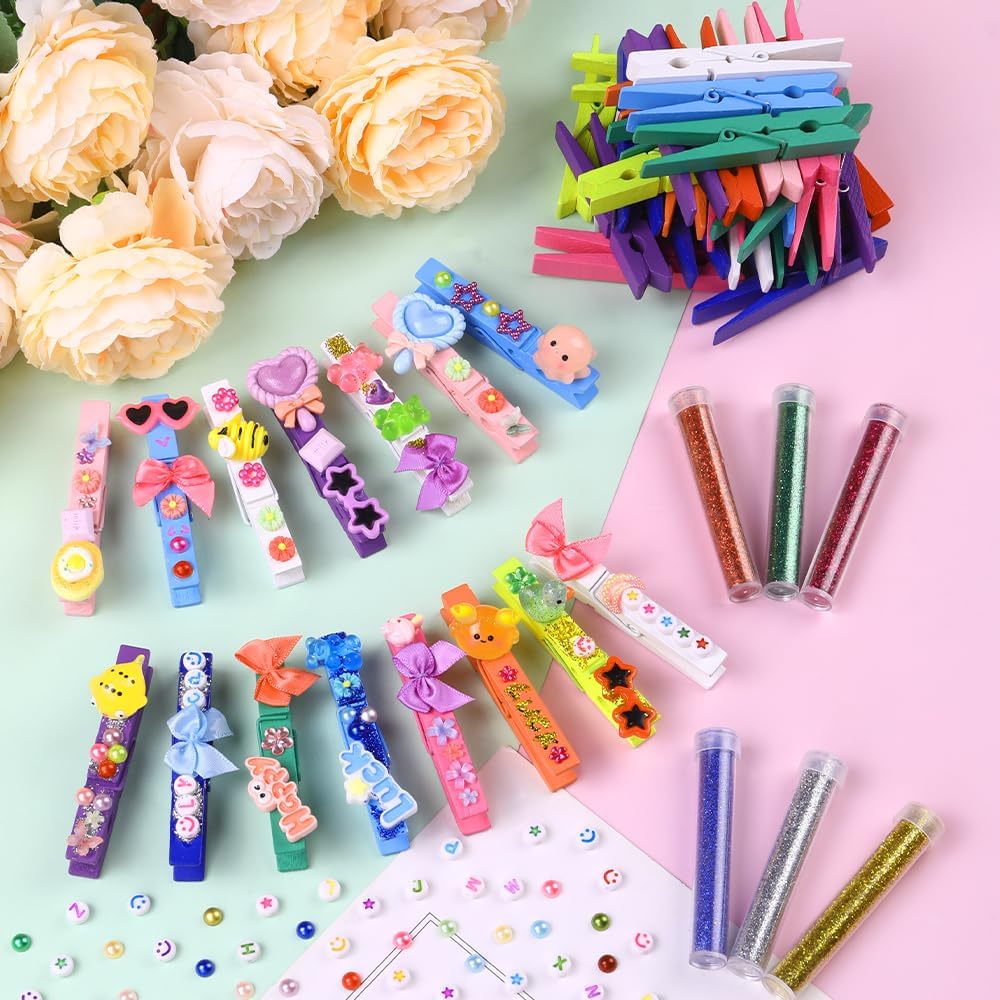 JOICEE 80PCS Wooden Cheer Pins Spirit Clips Set