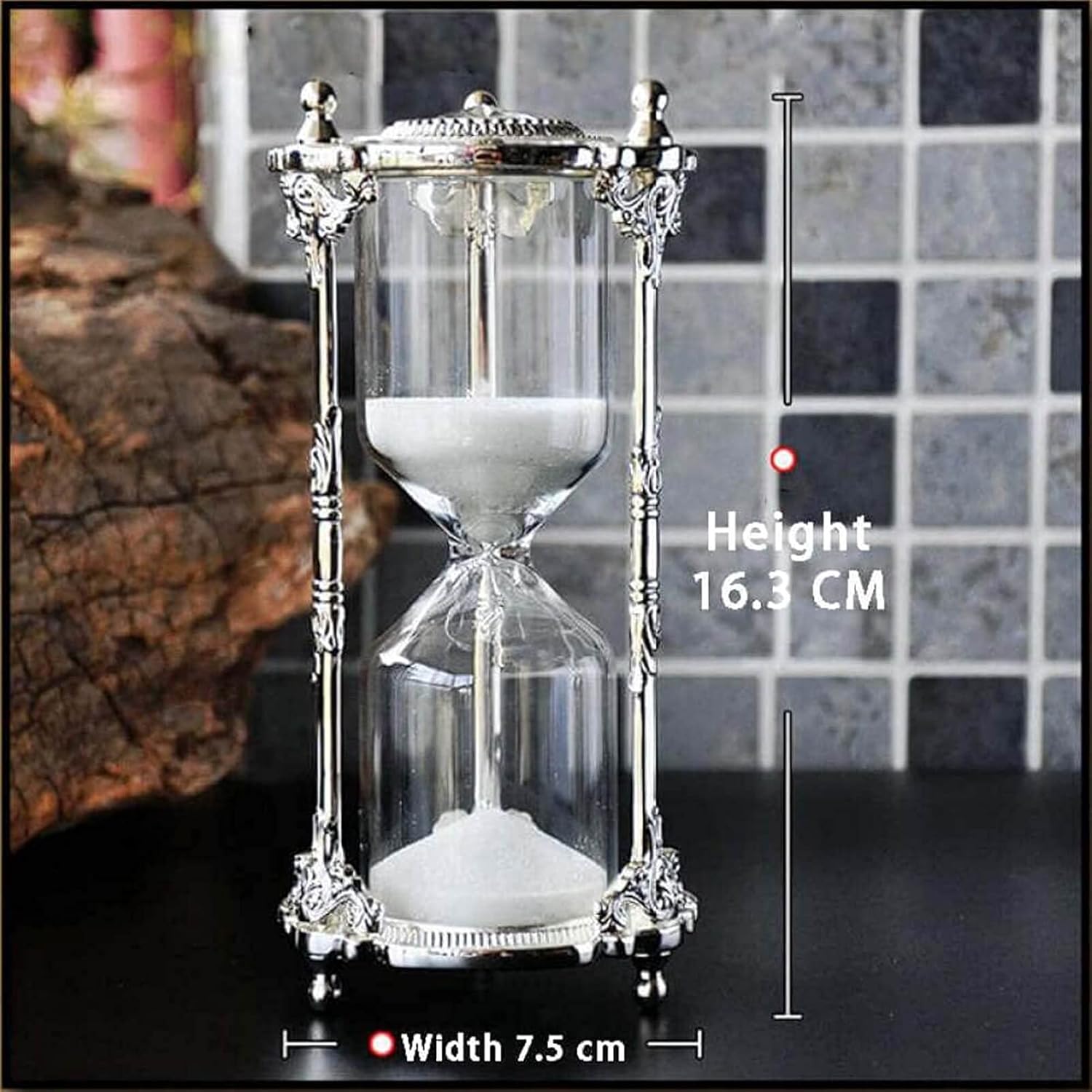 Antique Floral Decorative 15-Minute Hourglass Timer - Gold