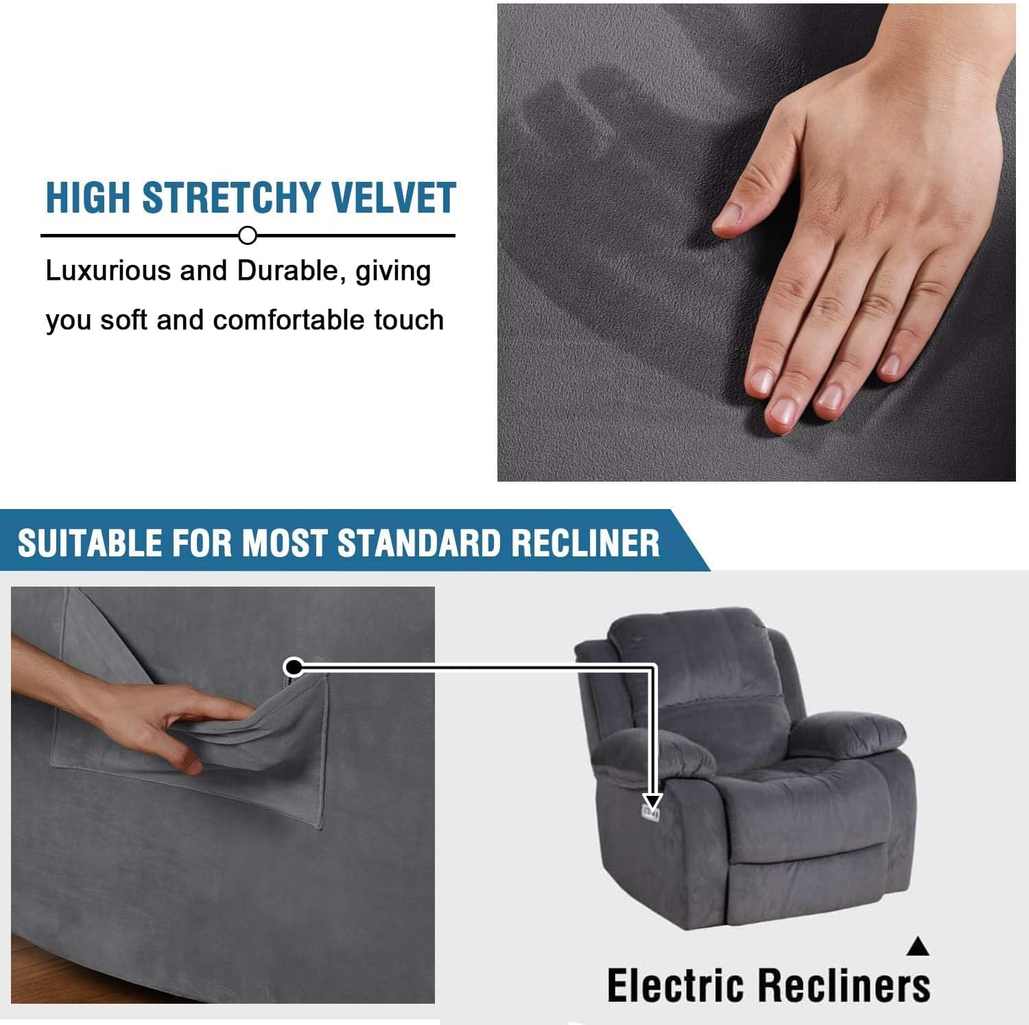 HVERSAILTEX Velvet Plush Recliner Chair Cover 1-Piece