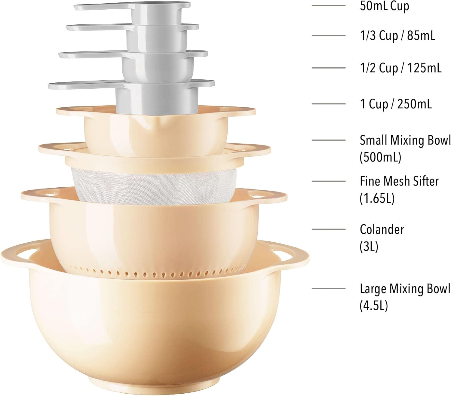 8 Piece Kitchen Set with Mixing Bowls and Measuring Tools