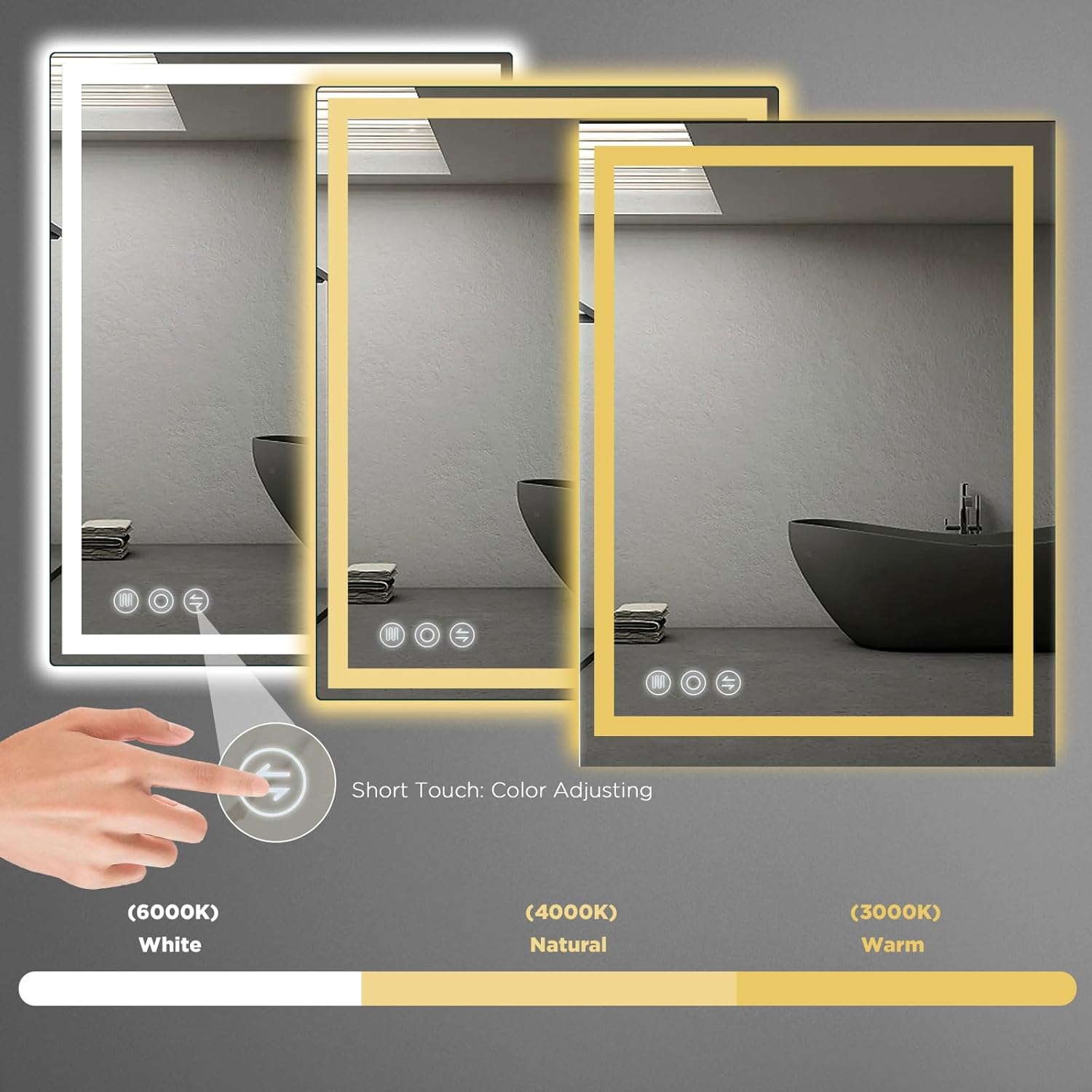 LED Mirror with Front and Back Lighting 20x28 Inch