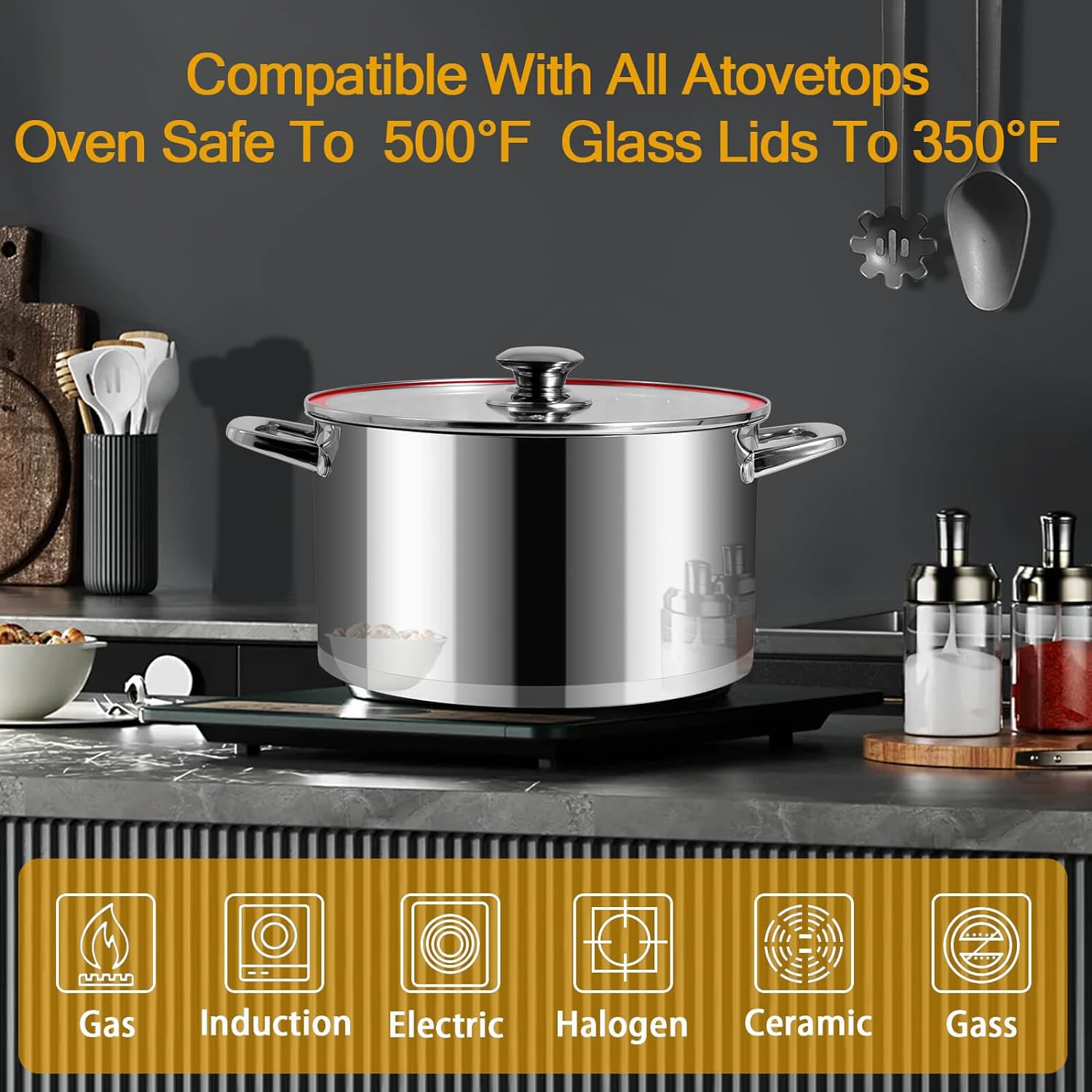 LEUGWAKN 10 Quart Stainless Steel Stock Pot With Lid