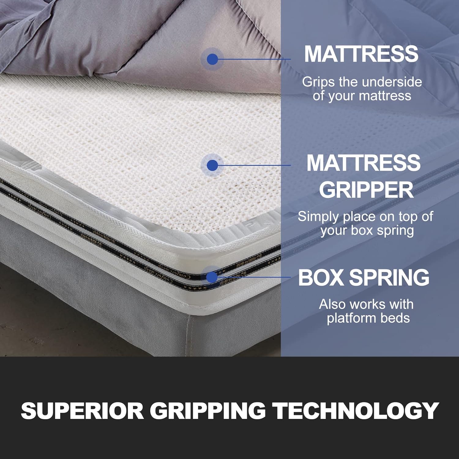 Foboull Mattress Slide Stopper Non Slip Pad Twin Size