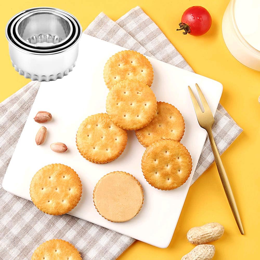 Stainless Steel Cookie Cutters 3Pcs Flower Edge Set
