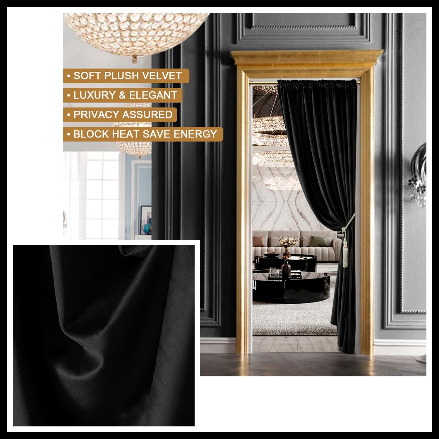 XTMYI Velvet Blackout Door Curtain Panels 80 Inch