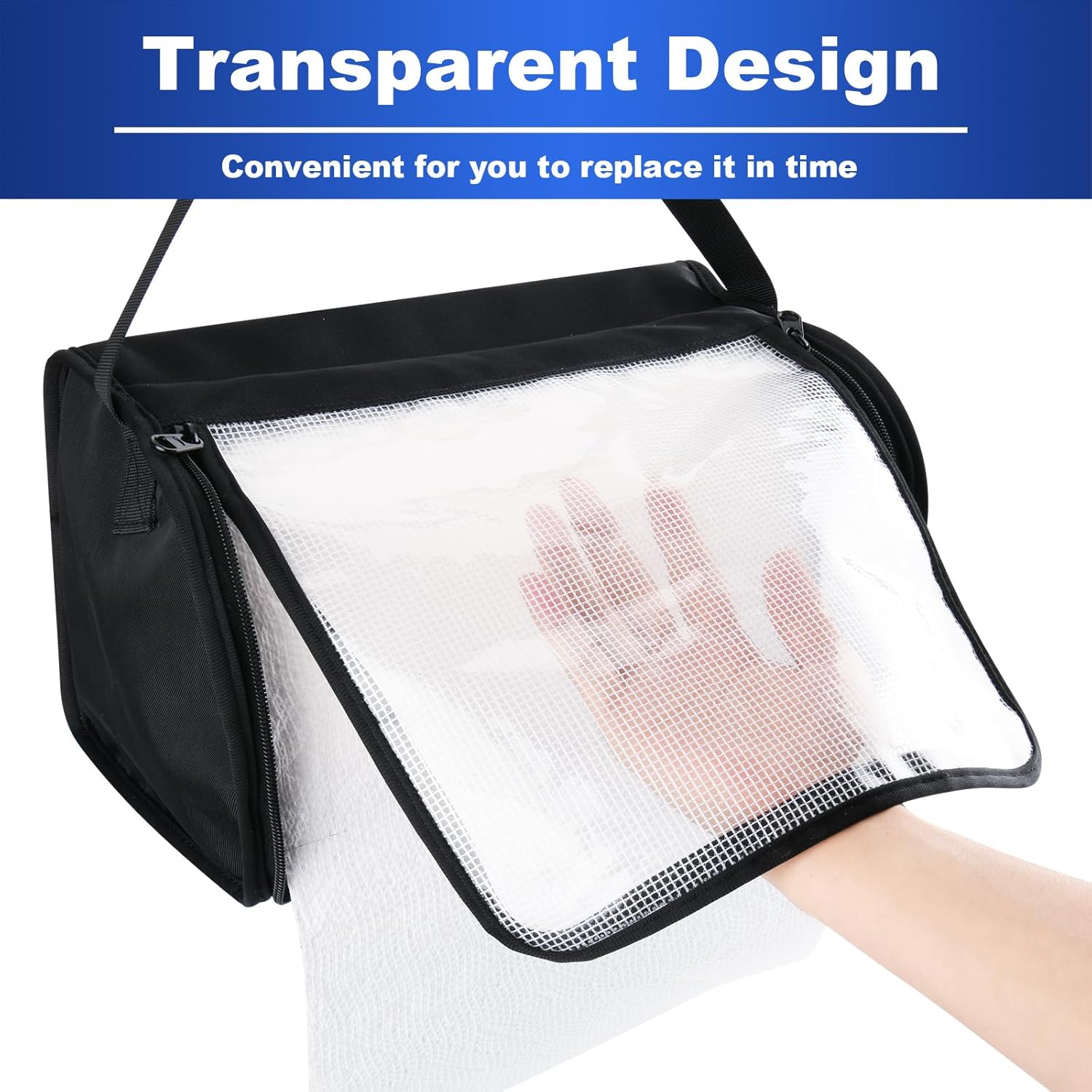 Kitchen Paper Towel Holder with Transparent Cover Black