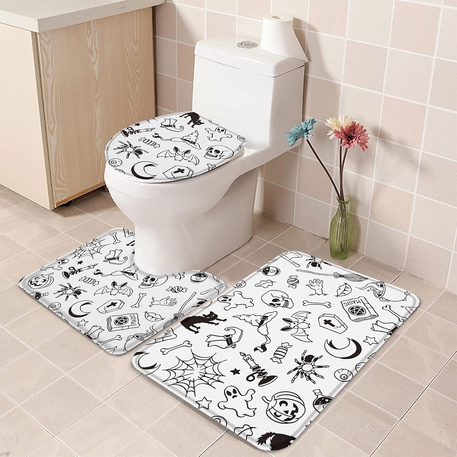 YESOF66 3 Piece Bathroom Rug Set with Non-Slip Toilet Cover