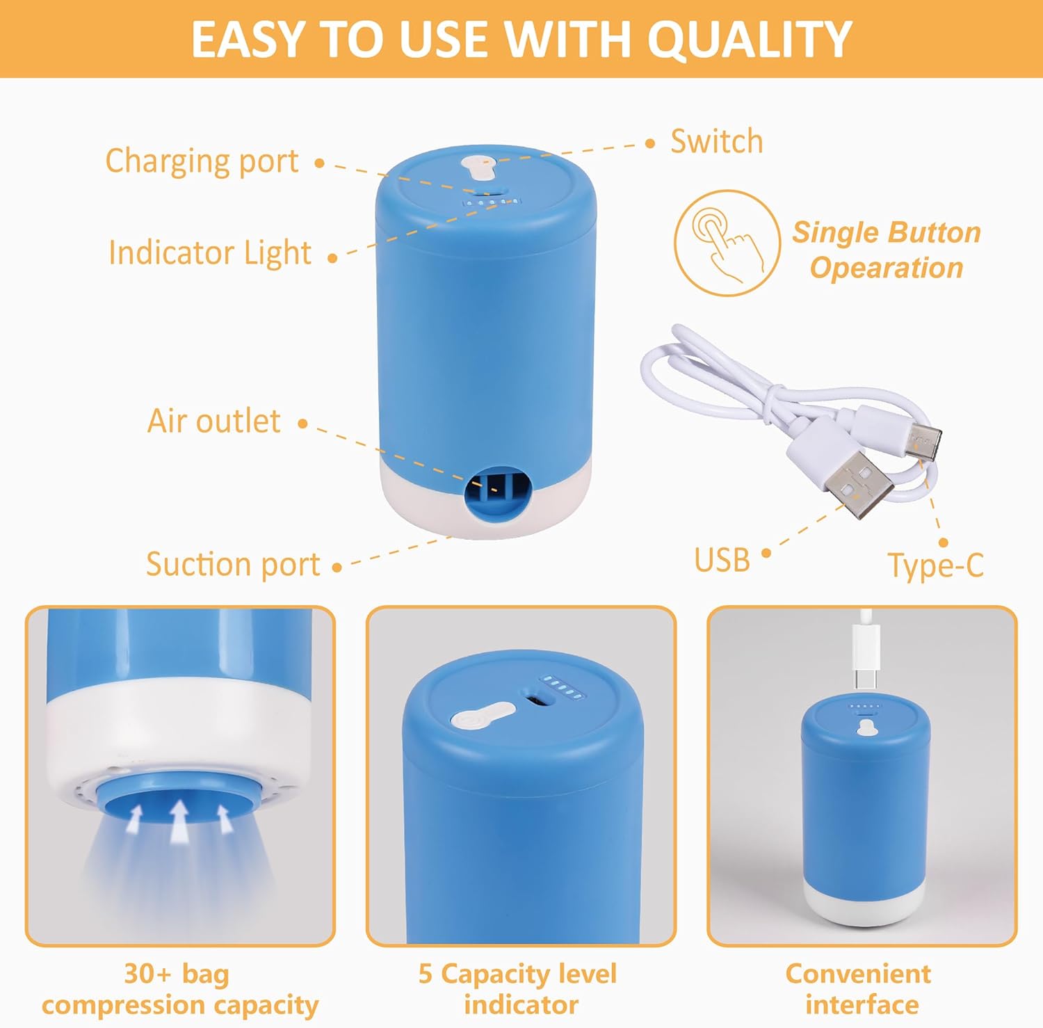 Cozy Essential Vacuum Storage Bags 22 Pack with Electric Pump