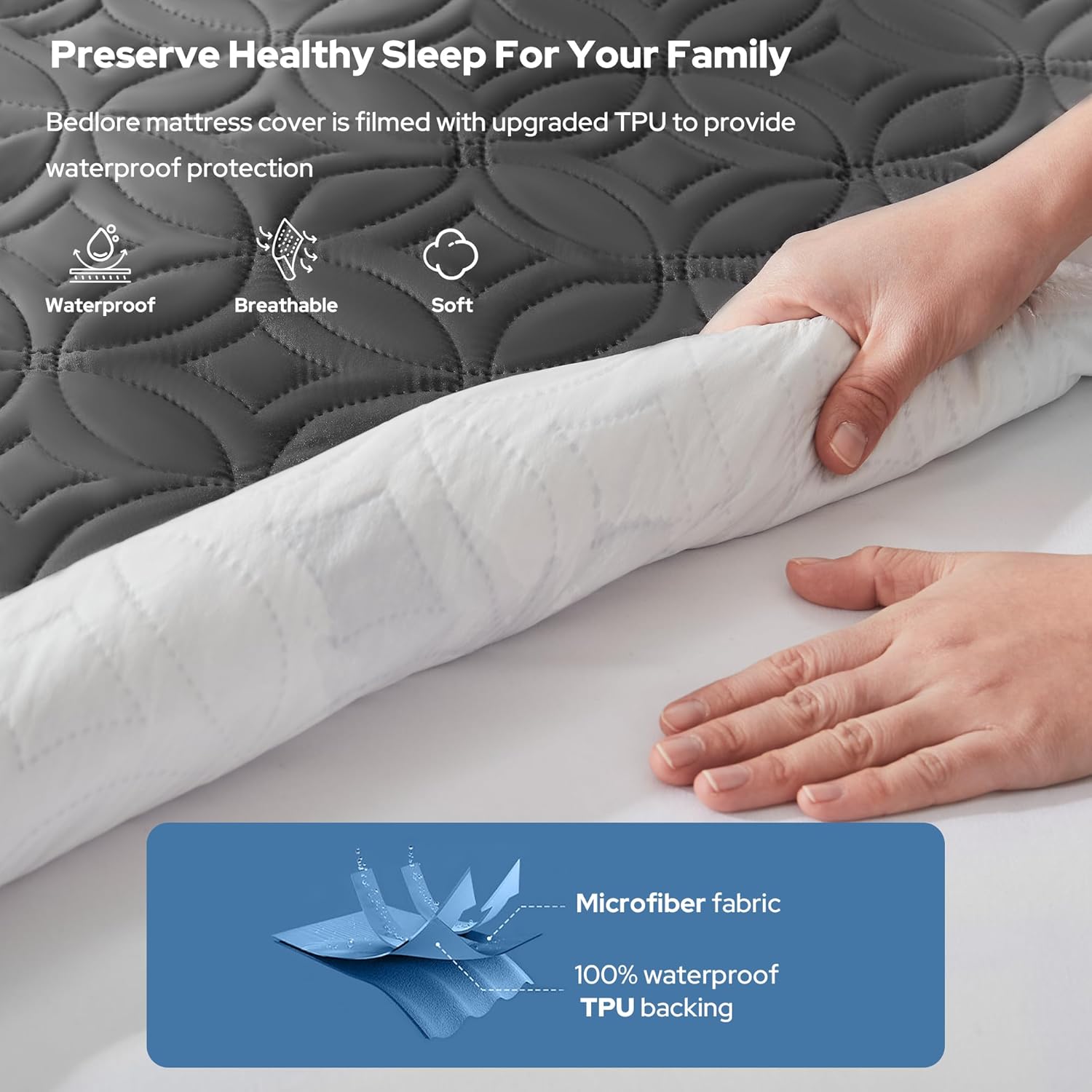 BEDLORE Waterproof Mattress Protector Queen Size
