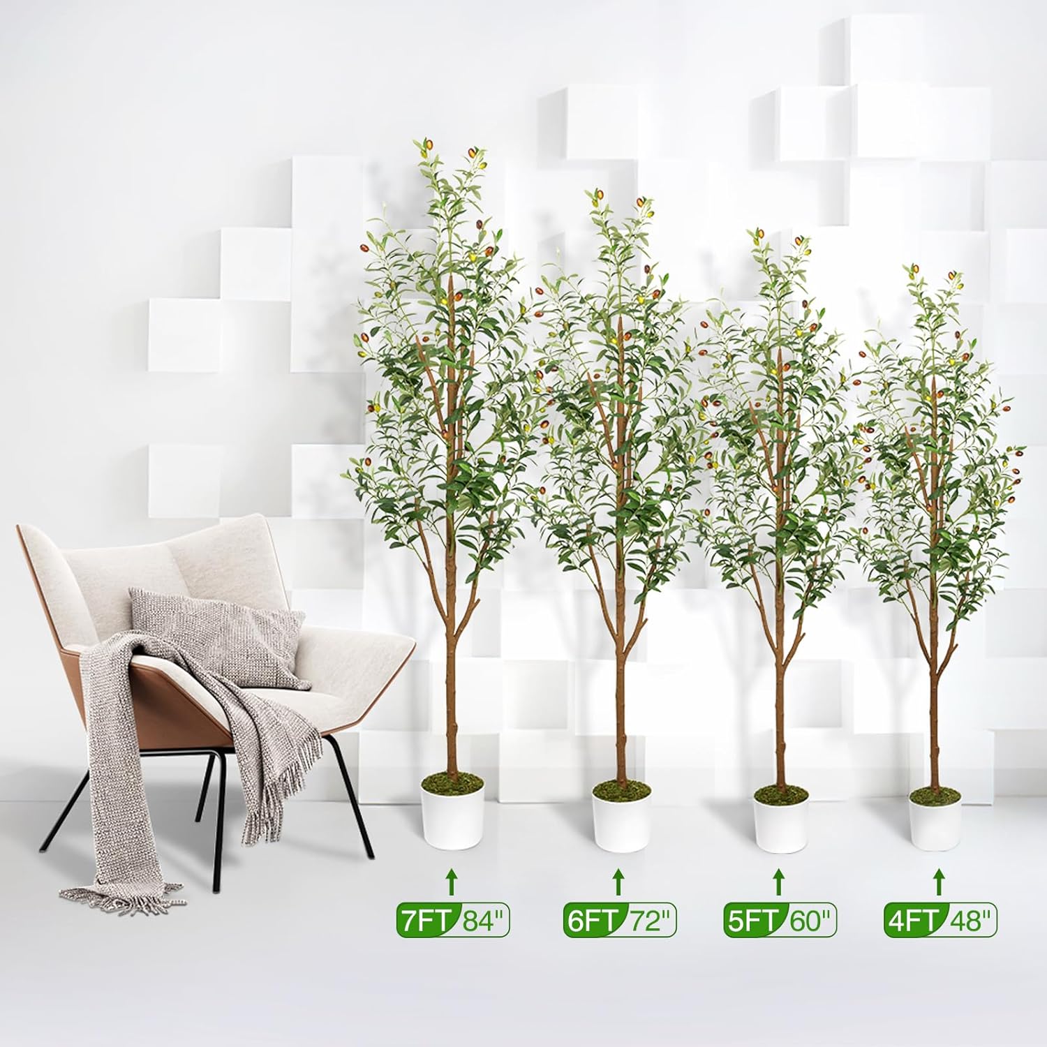 6FT Artificial Olive Tree with Planter and Basket
