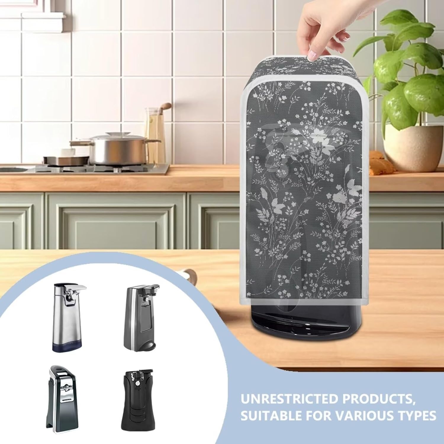 Sketch Flower Dust Covers for Can Opener Universal Size