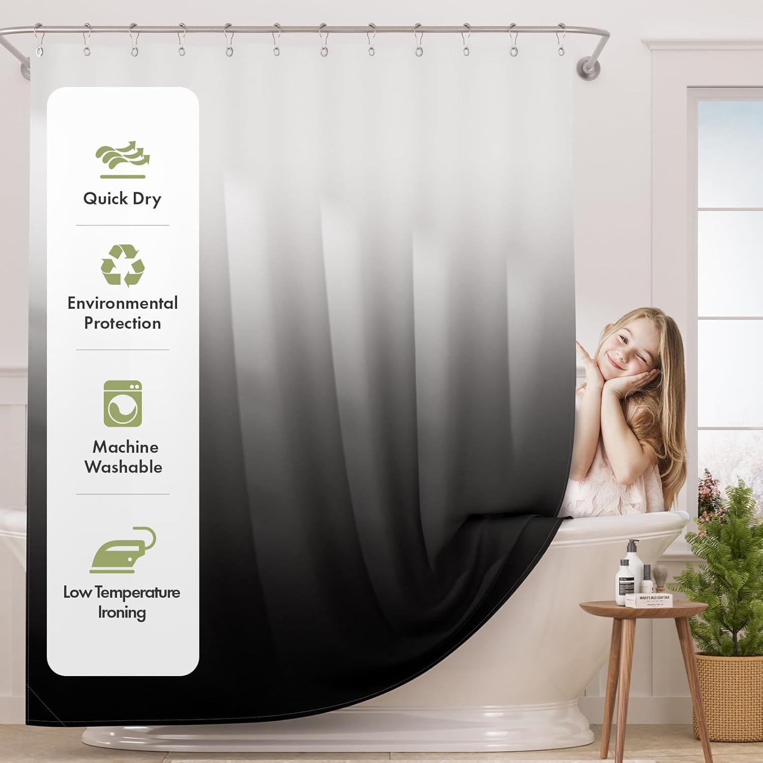 AmazerBath Shower Curtain Set with 12 Hooks