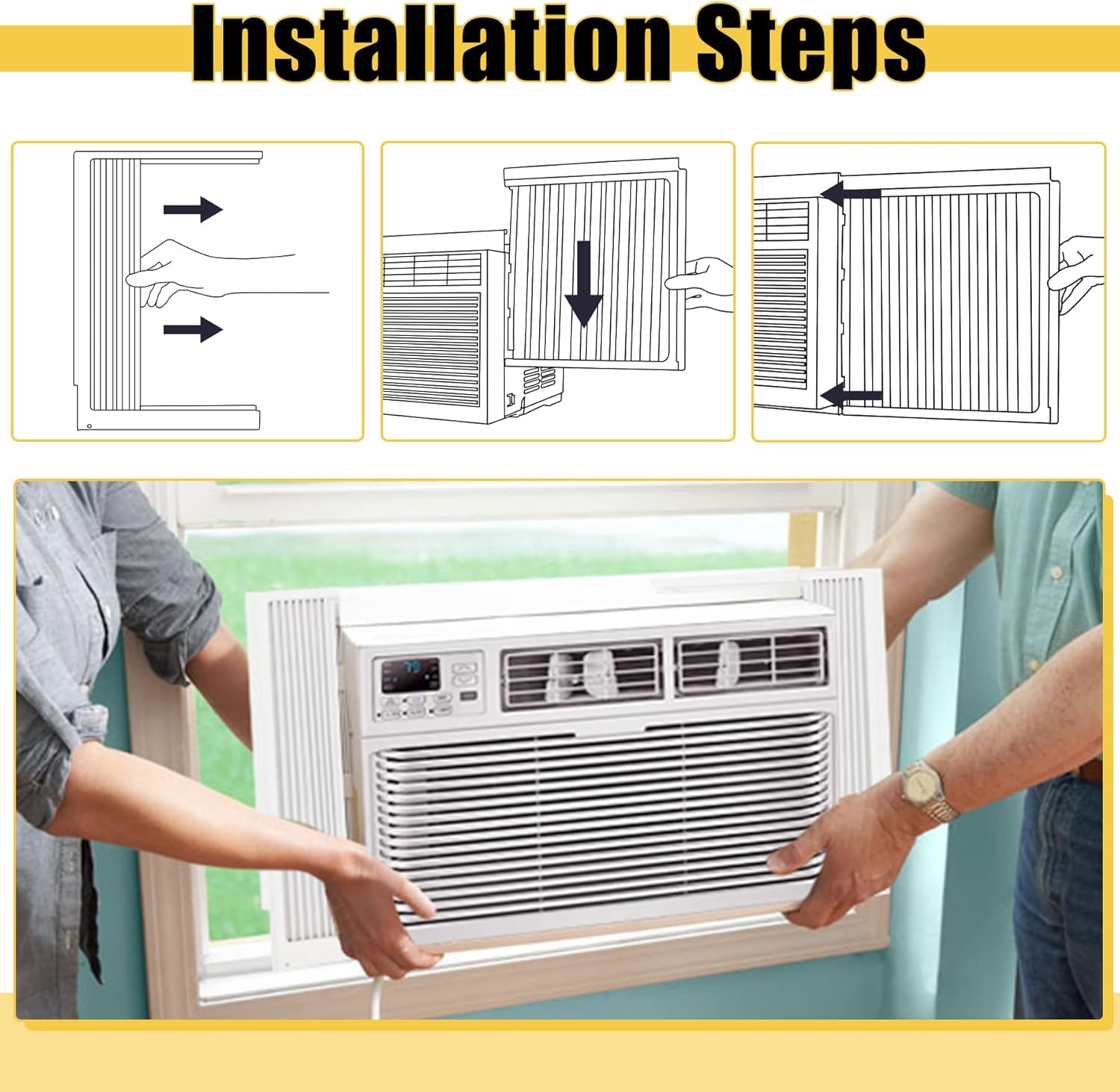 Powrocket Window AC Side Panel with Frame Set White