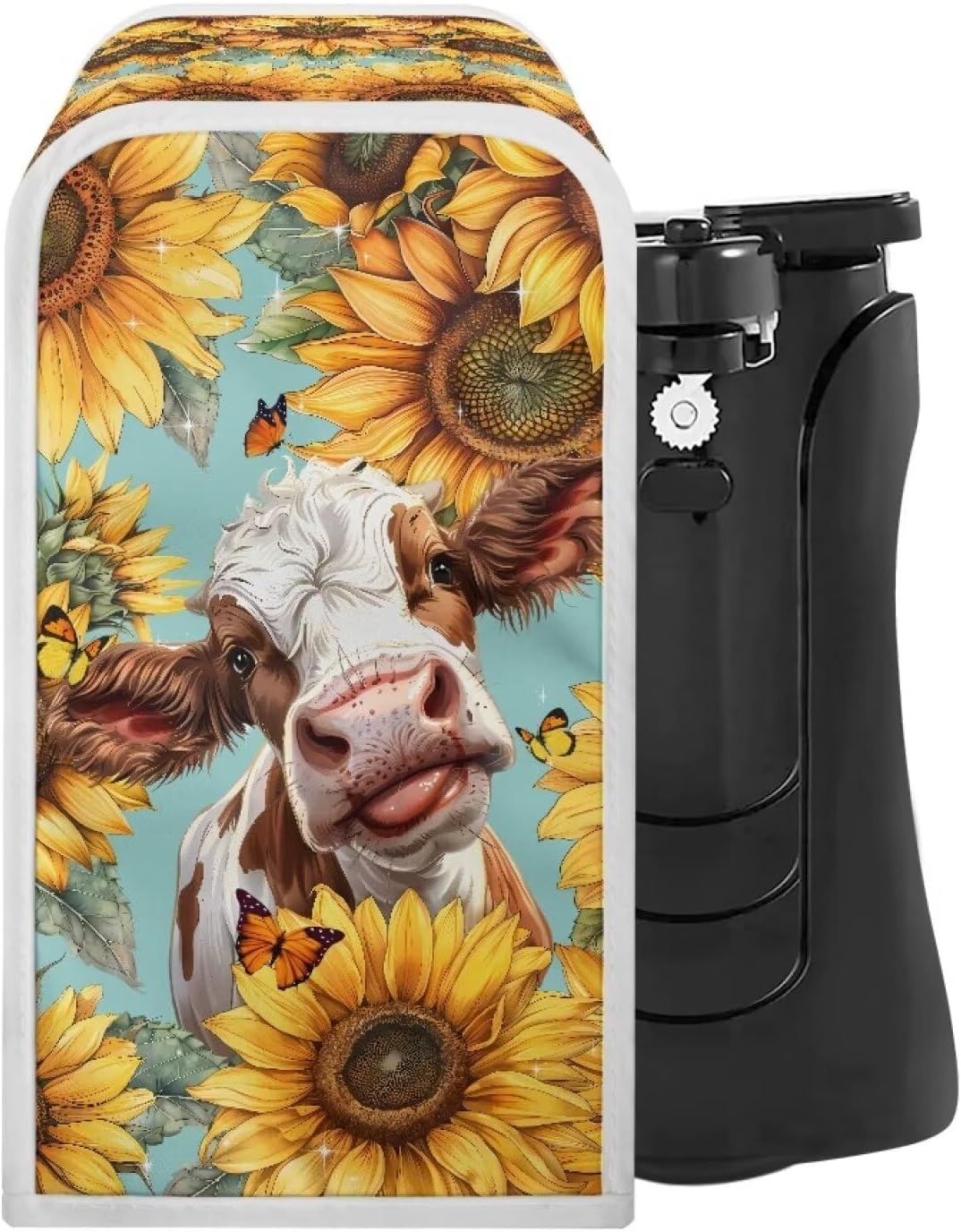 ZOUTAIRONG Funny Cow Can Opener Cover Blue Electric Can Opener Dust Cover
