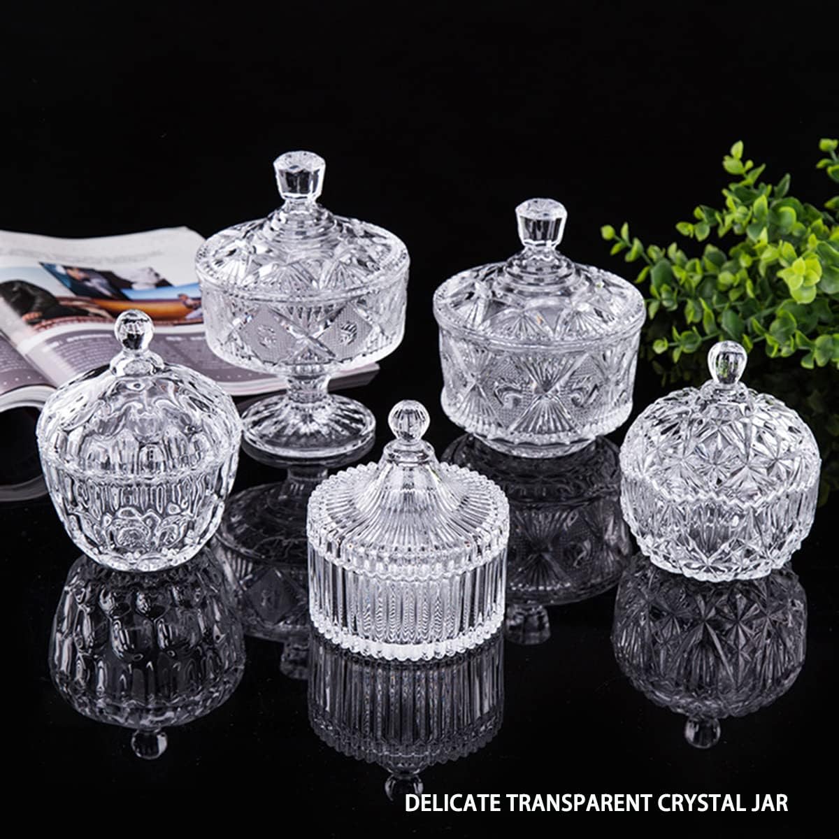 Transparent Crystal Jar With Lid - Elegant Storage Display Container