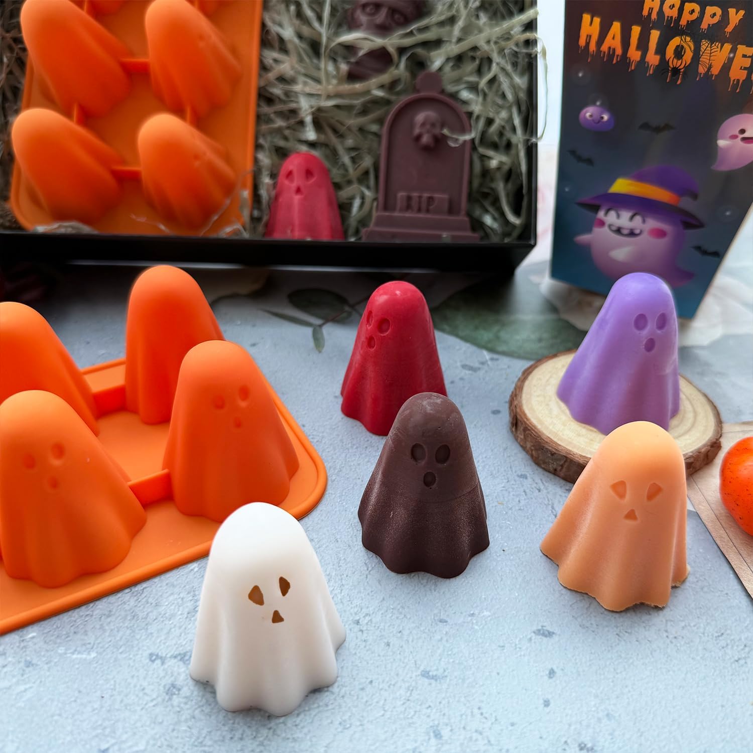 2 Packs Ghost Silicone Molds for Halloween Candies