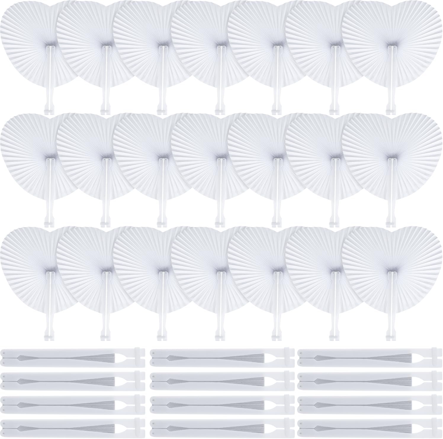 Blulu 60 Pack Decorative Folding Fans White