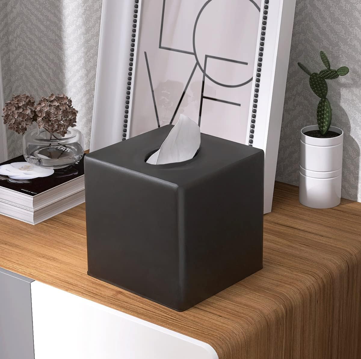 Y-in Hand Tissue Box Cover - Black Square Holder