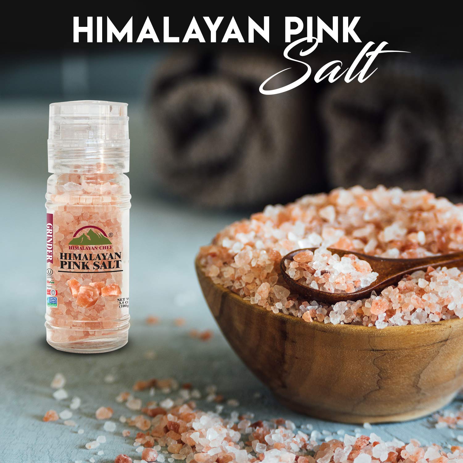 Himalayan Chef Himalayan Pink Salt and Black Pepper Grinder Set