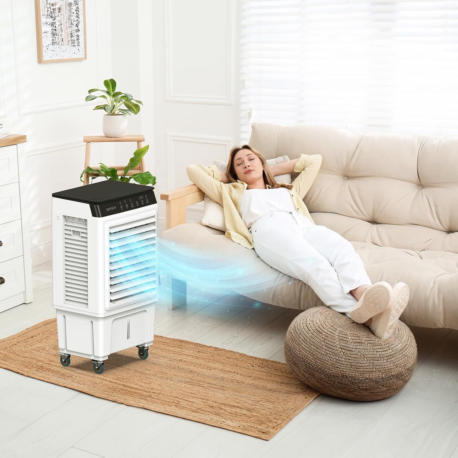 ROVSUN 2300CFM Portable Air Cooler with 4 Ice Boxes and Remote Control