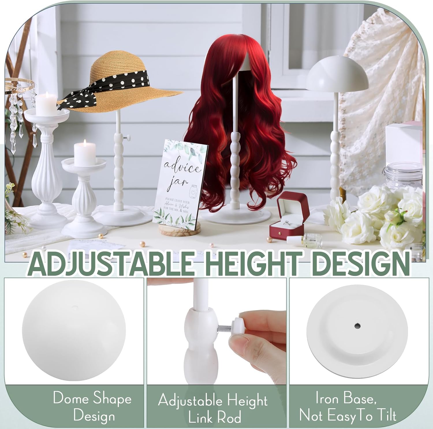 Geelin 4 Pcs Adjustable Metal Hat Stand