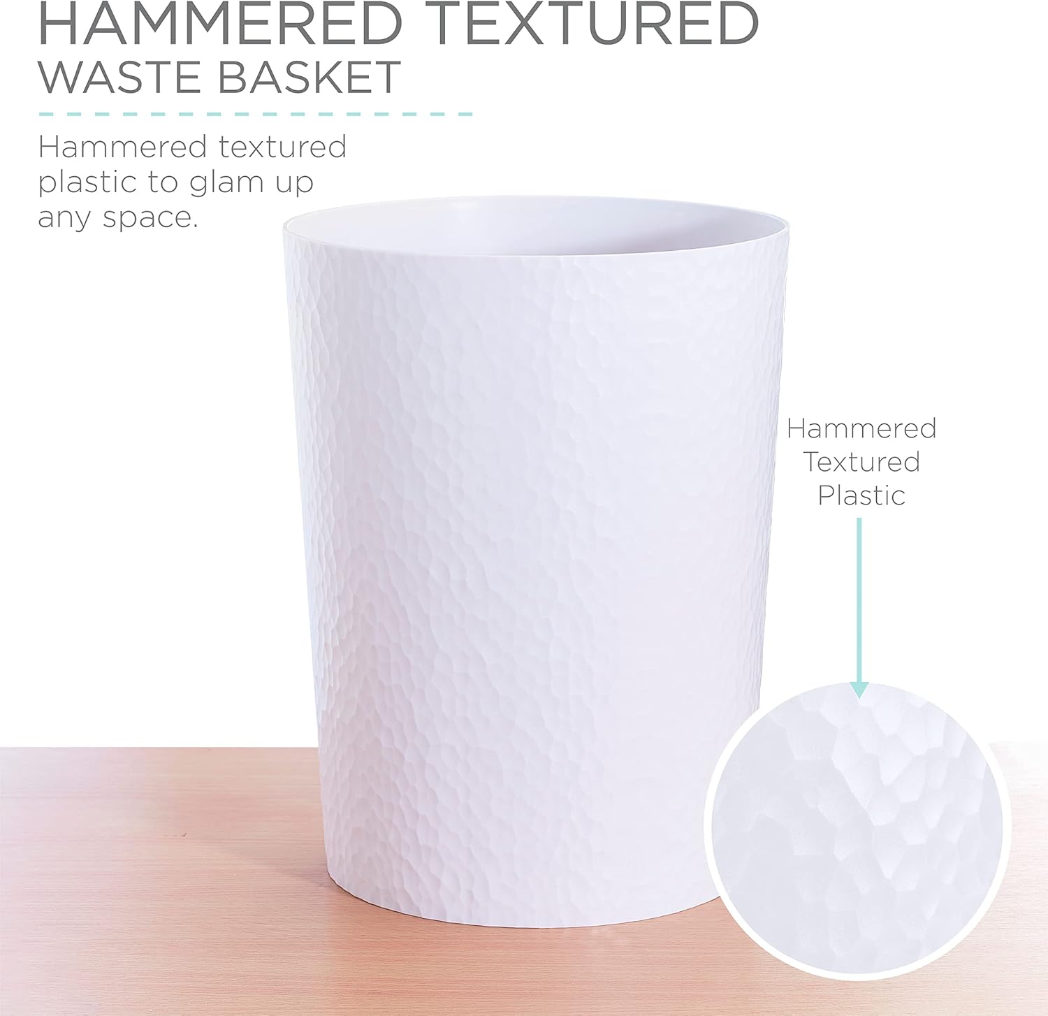 Bath Bliss Hammered Design 10 Liter Trash Can