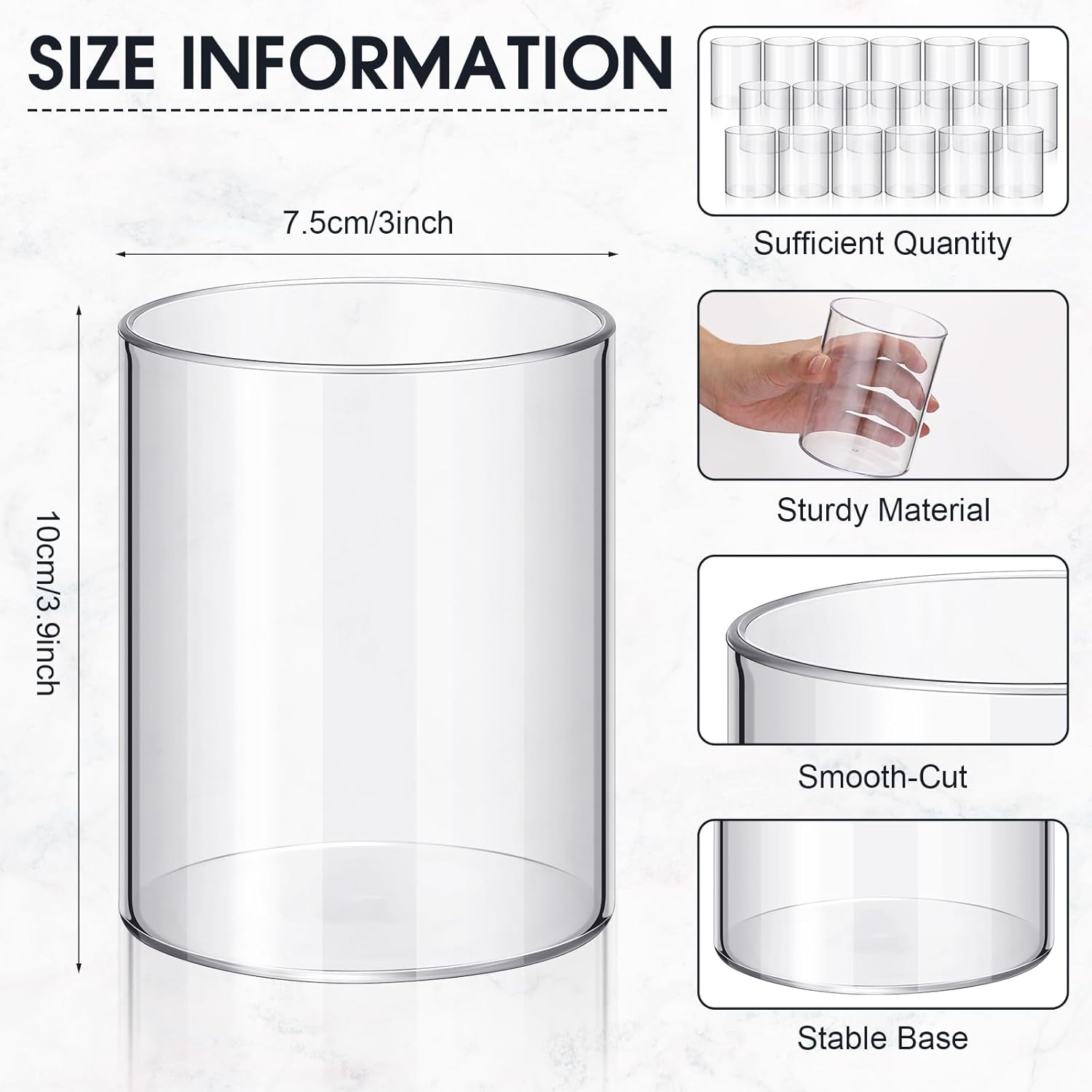 Vesici 20 Pcs Clear Plastic Cylinder Vases 4 Inch