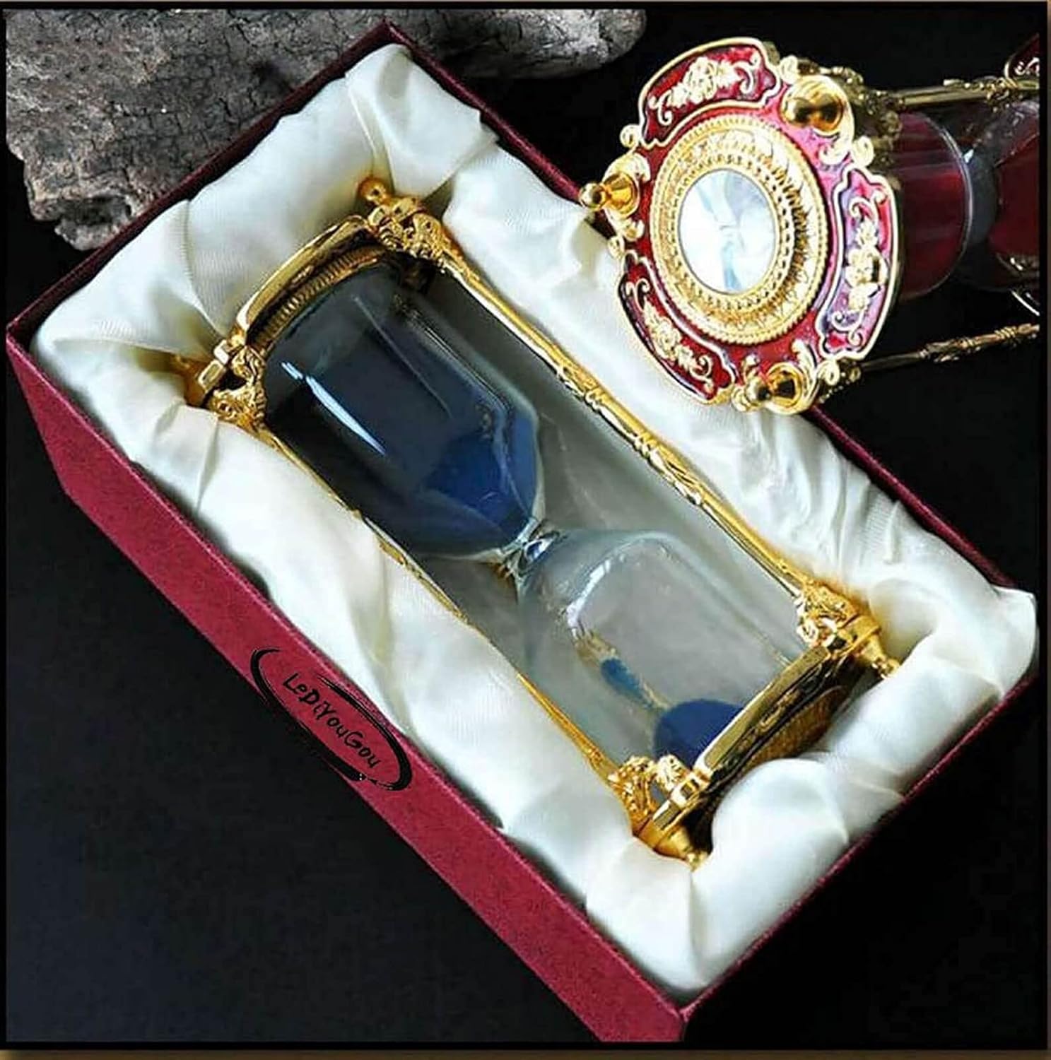 Antique Floral Decorative 15-Minute Hourglass Timer - Gold