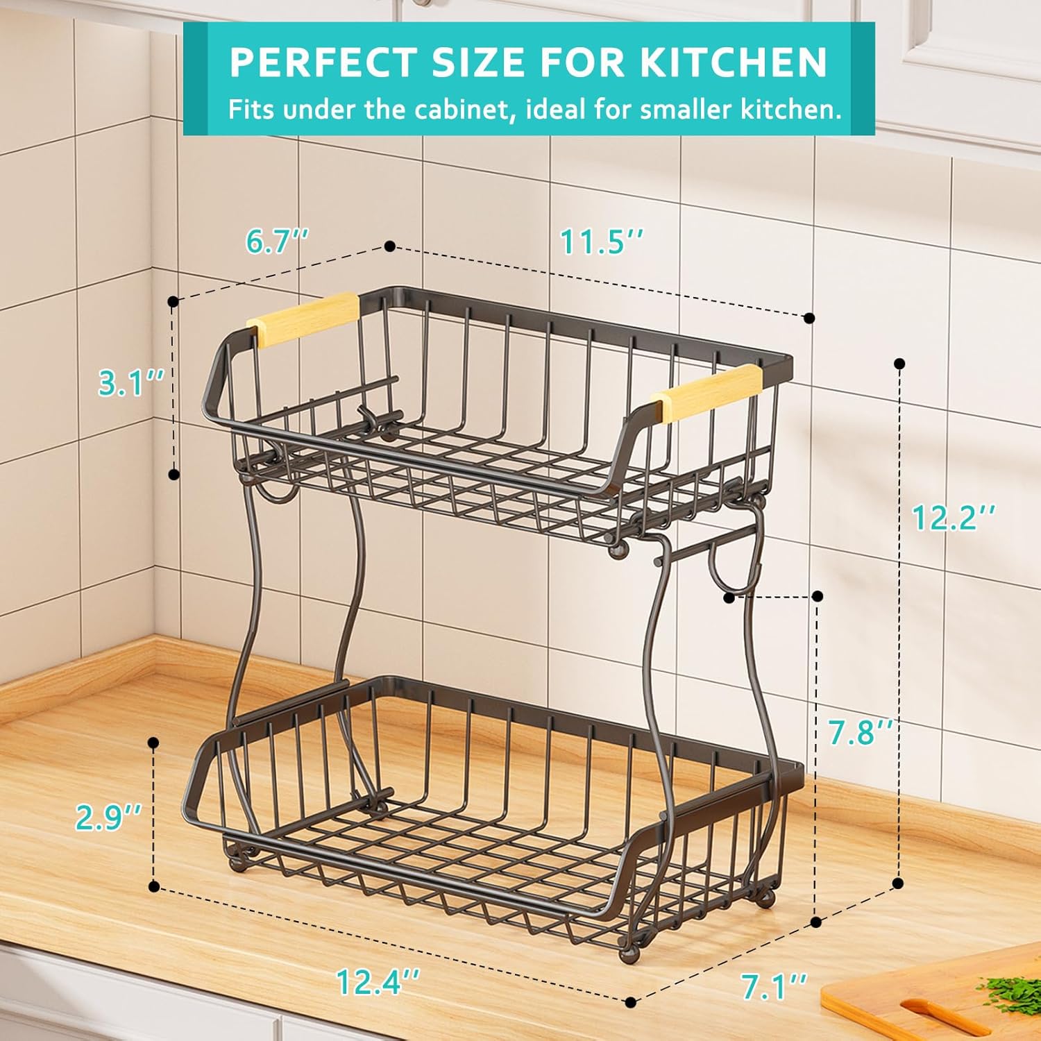 ANTOPY 2 Tier Fruit Basket with Banana Hangers
