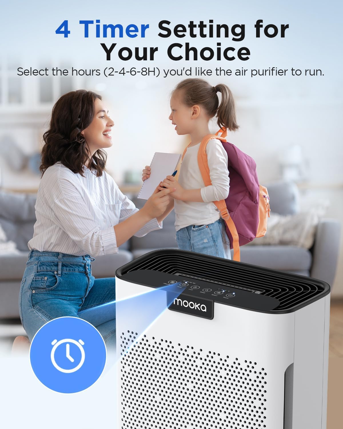 MOOKA H13 HEPA Air Purifier for Large Room 2200 Ft2