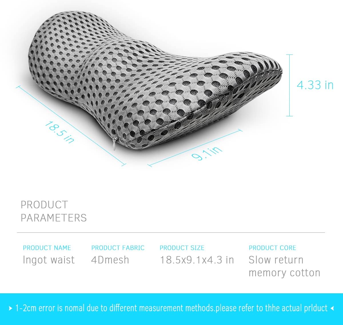 Panduo Lumbar Support Pillow - Memory Foam for Back Pain Relief