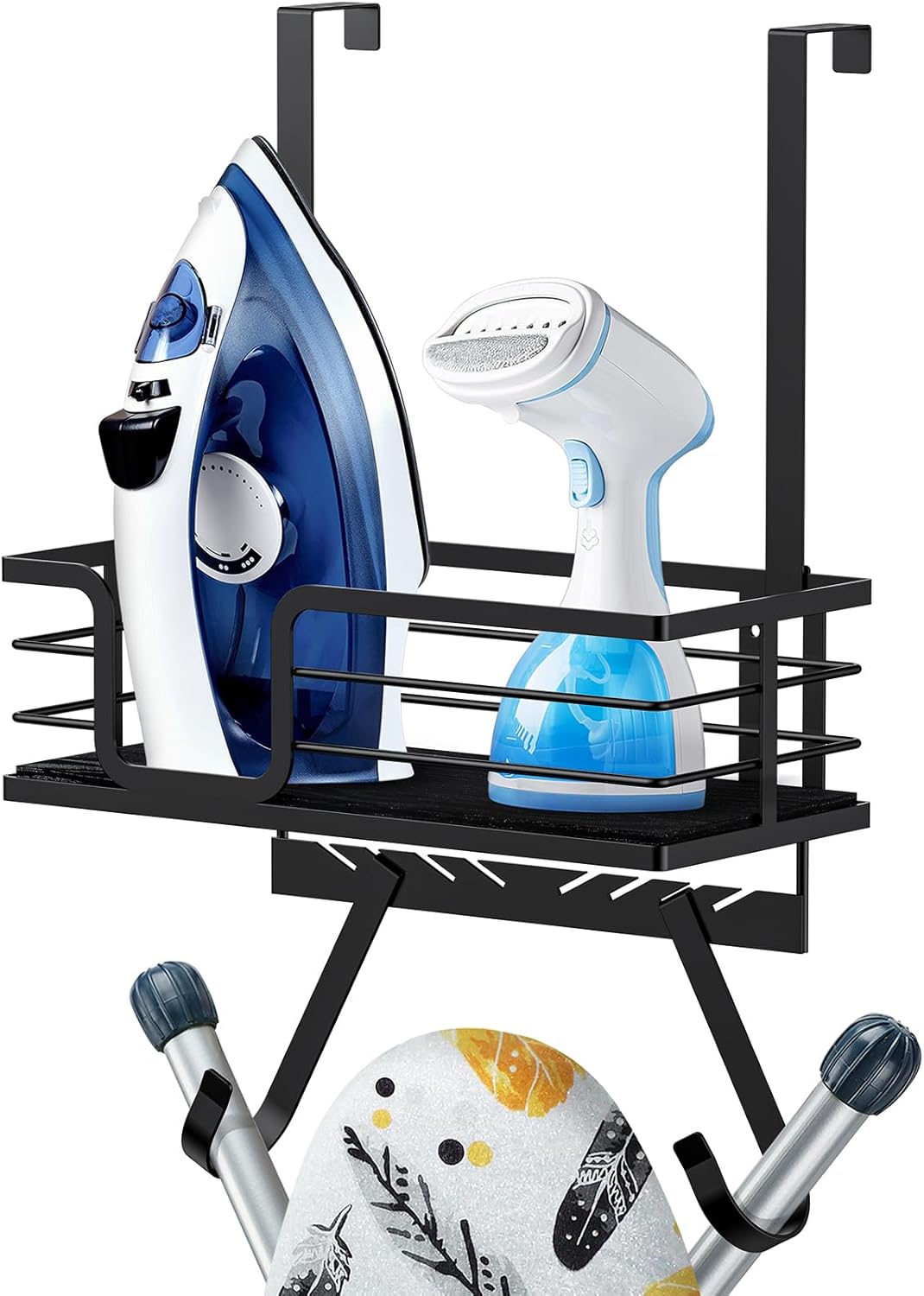 TJMOREE Wall Mount Ironing Board Hanger with Storage Shelf